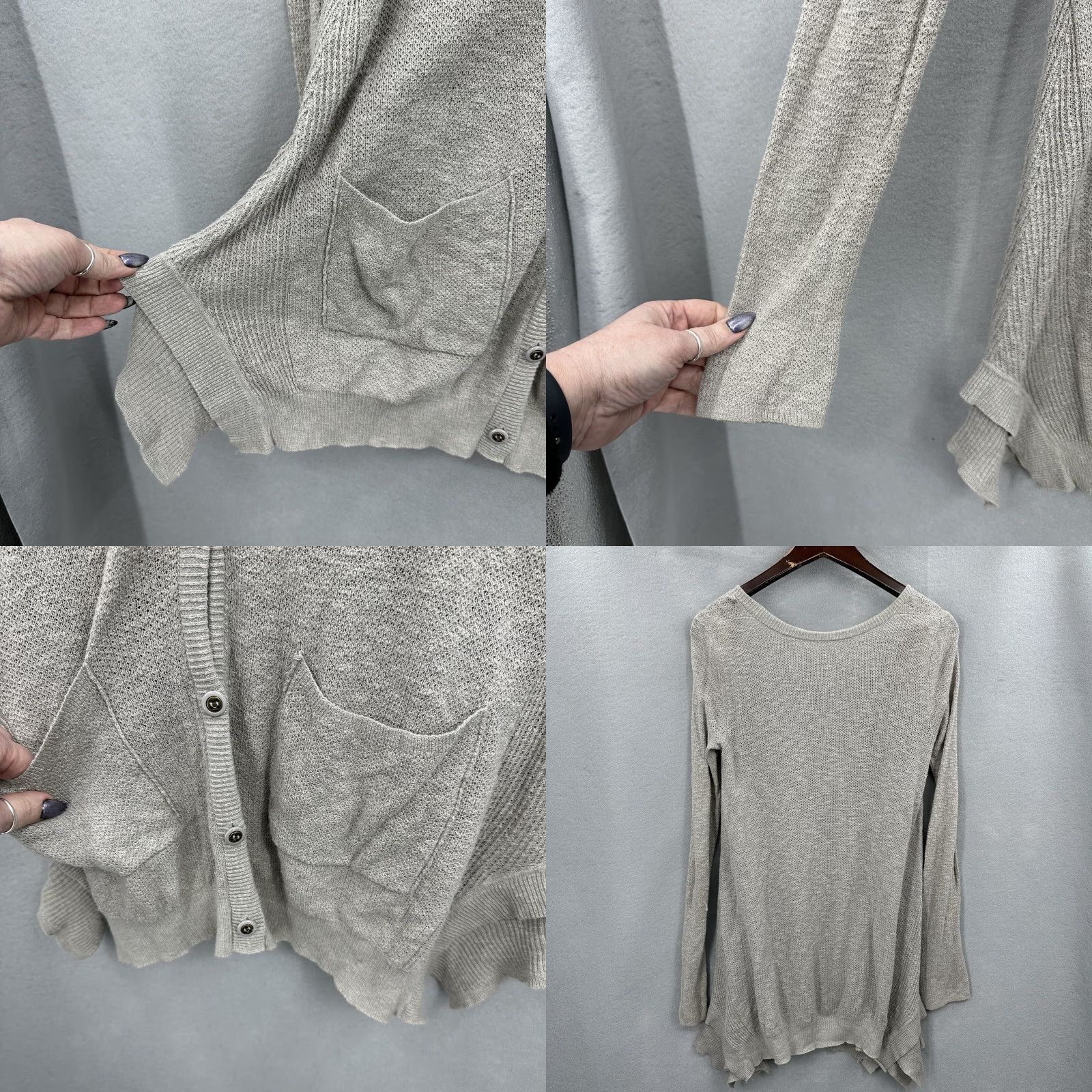 Free People VINTAGE Free People Cardigan Sweater Women's XS Gray Bohemian Casual Knit Fall Winter Spring Summer Size XS / US 0-2 / IT 36-38 - 8 Thumbnail