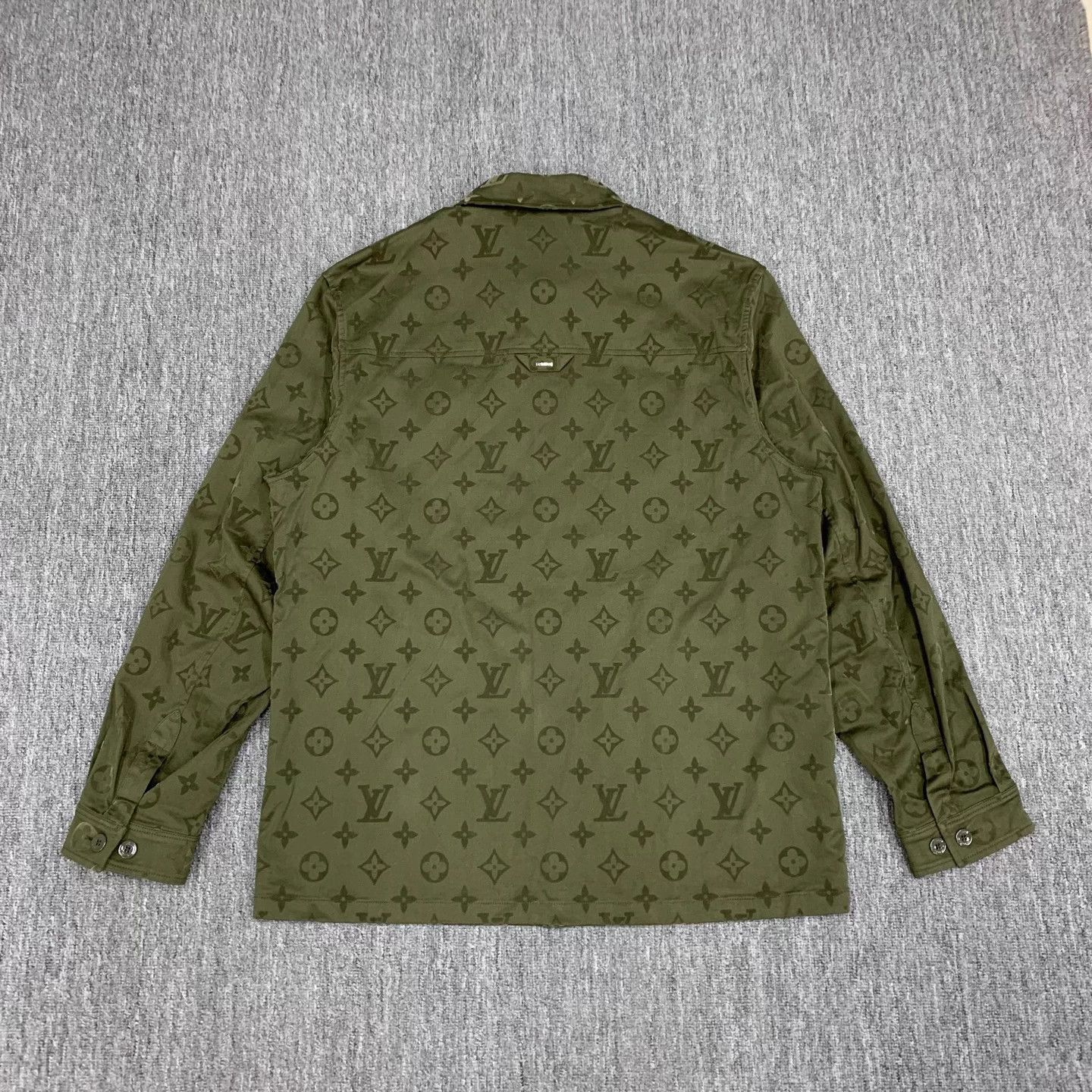 Louis Vuitton LV Green Flocked Monogram Print Shirt Jacket Size US L / EU 52-54 / 3 - 2 Thumbnail