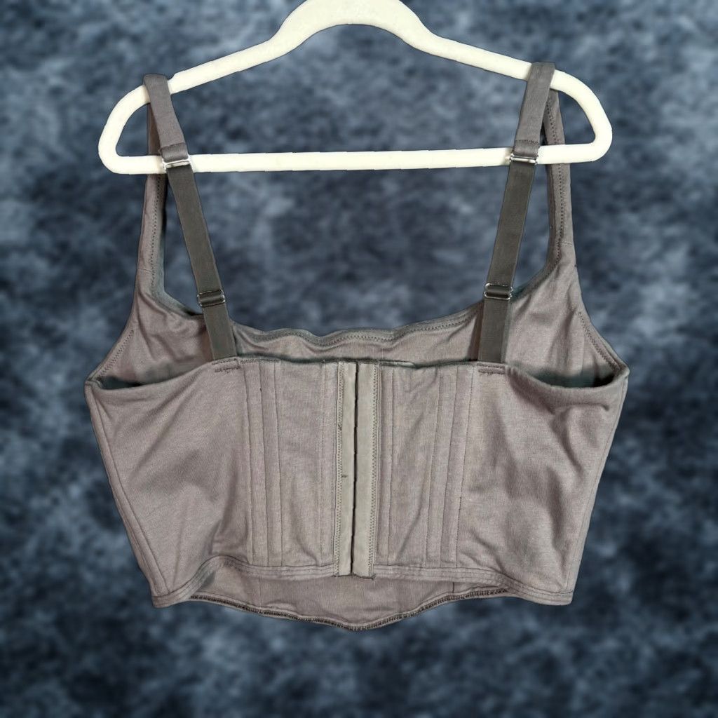 SKIMS Skims Cropped Tank Womens Medium Gray Cotton Blend Corset Top I Size M / US 6-8 / IT 42-44 - 1 Thumbnail