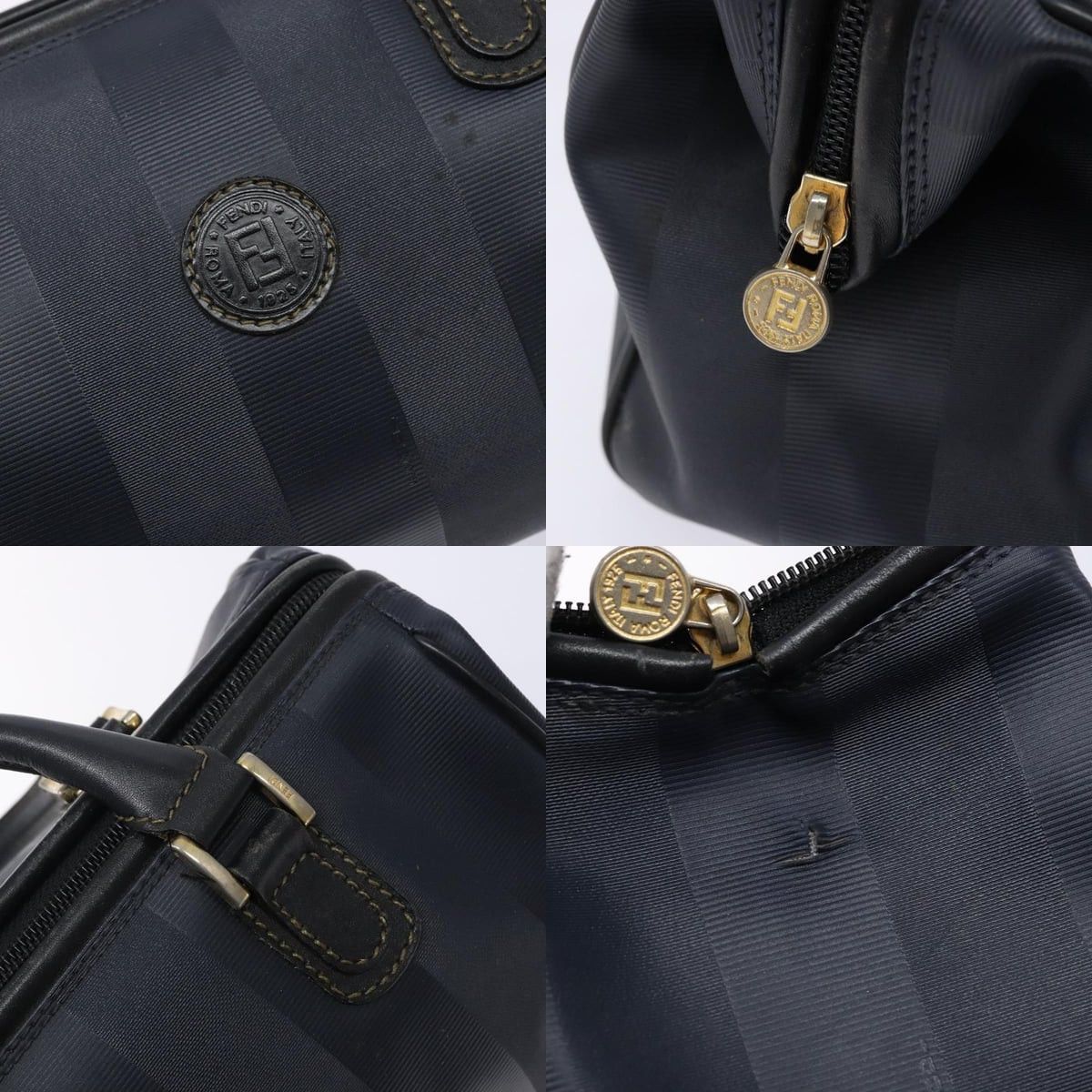 Fendi FENDI Pecan Canvas Hand Bag Navy Gold Size ONE SIZE - 11 Thumbnail