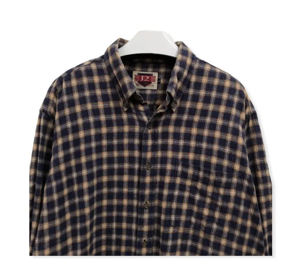Vintage Vintage j2 Plaid Tartan Flannel Shirt 👕 Size US M / EU 48-50 / 2 - 2 Thumbnail
