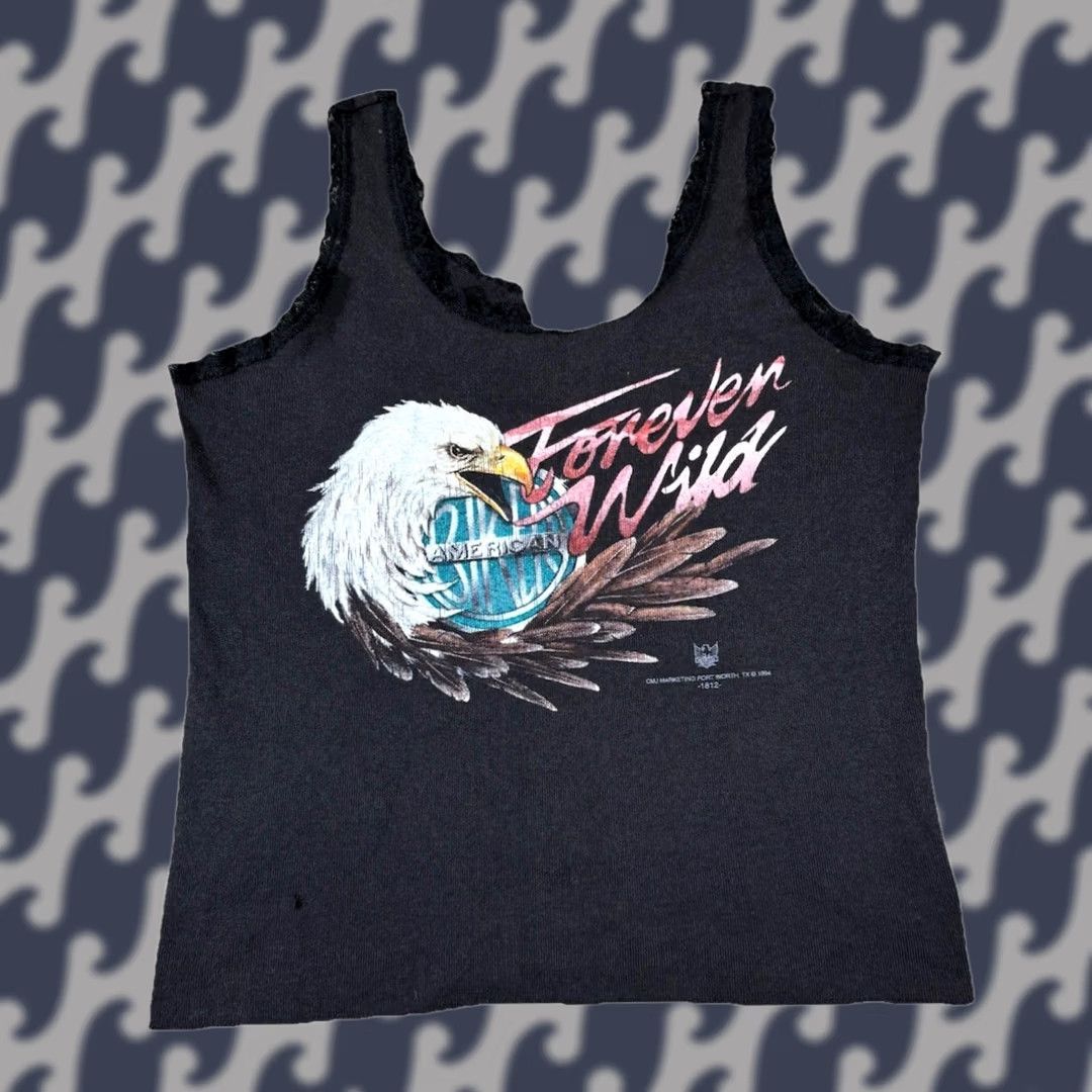 Harley Davidson VINTAGE 3D Emblem Harley Davidson Forever Wild Lace Tank Top Shirt XL Black Women 90s 80s Sleeveless Scoop Strappy Shirt Size L / US 10 / IT 46 - 1 Thumbnail