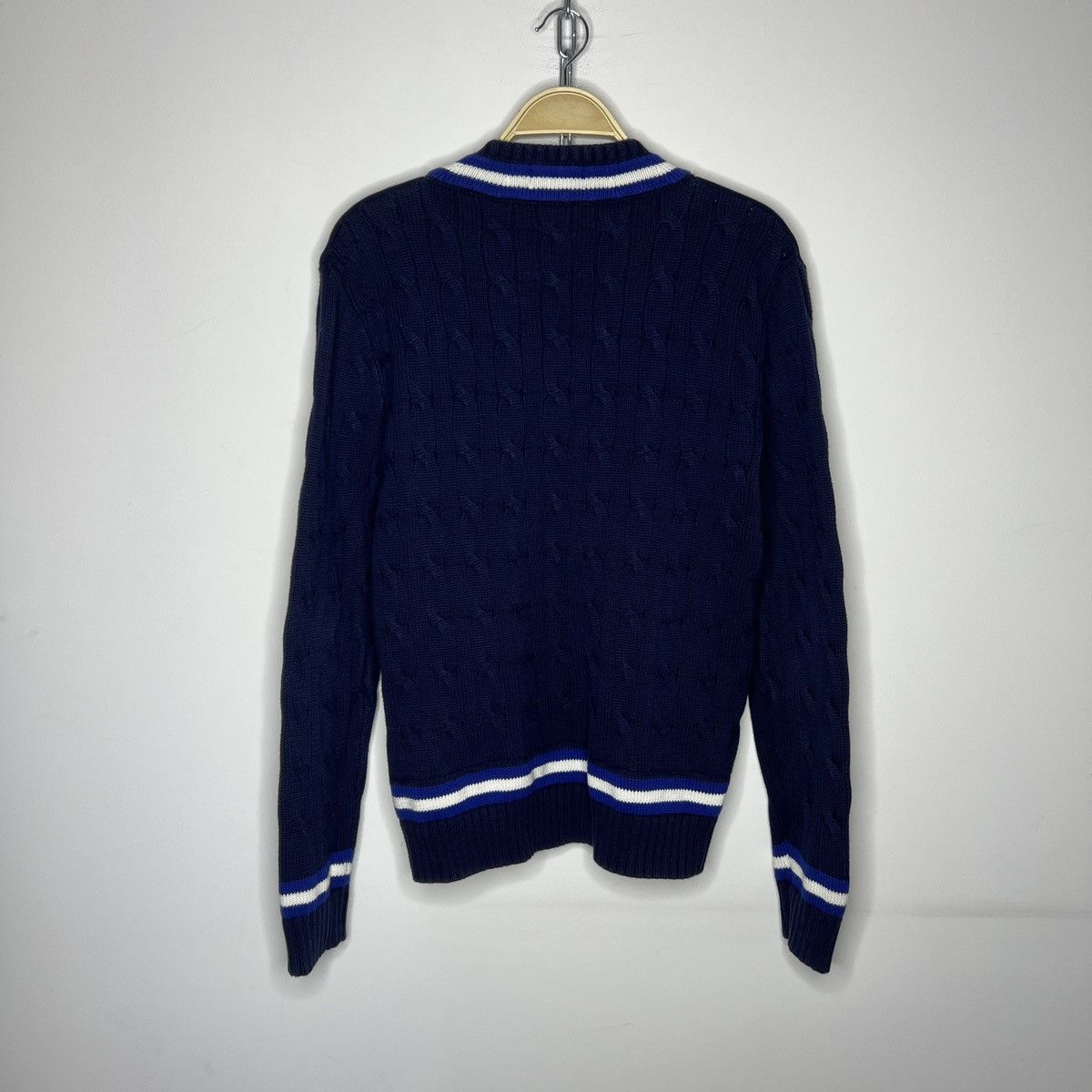 Polo Ralph Lauren × Vintage Polo Ralph Lauren Academy Mens Cable Knit Navy Sweater Size US S / EU 44-46 / 1 - 9 Thumbnail