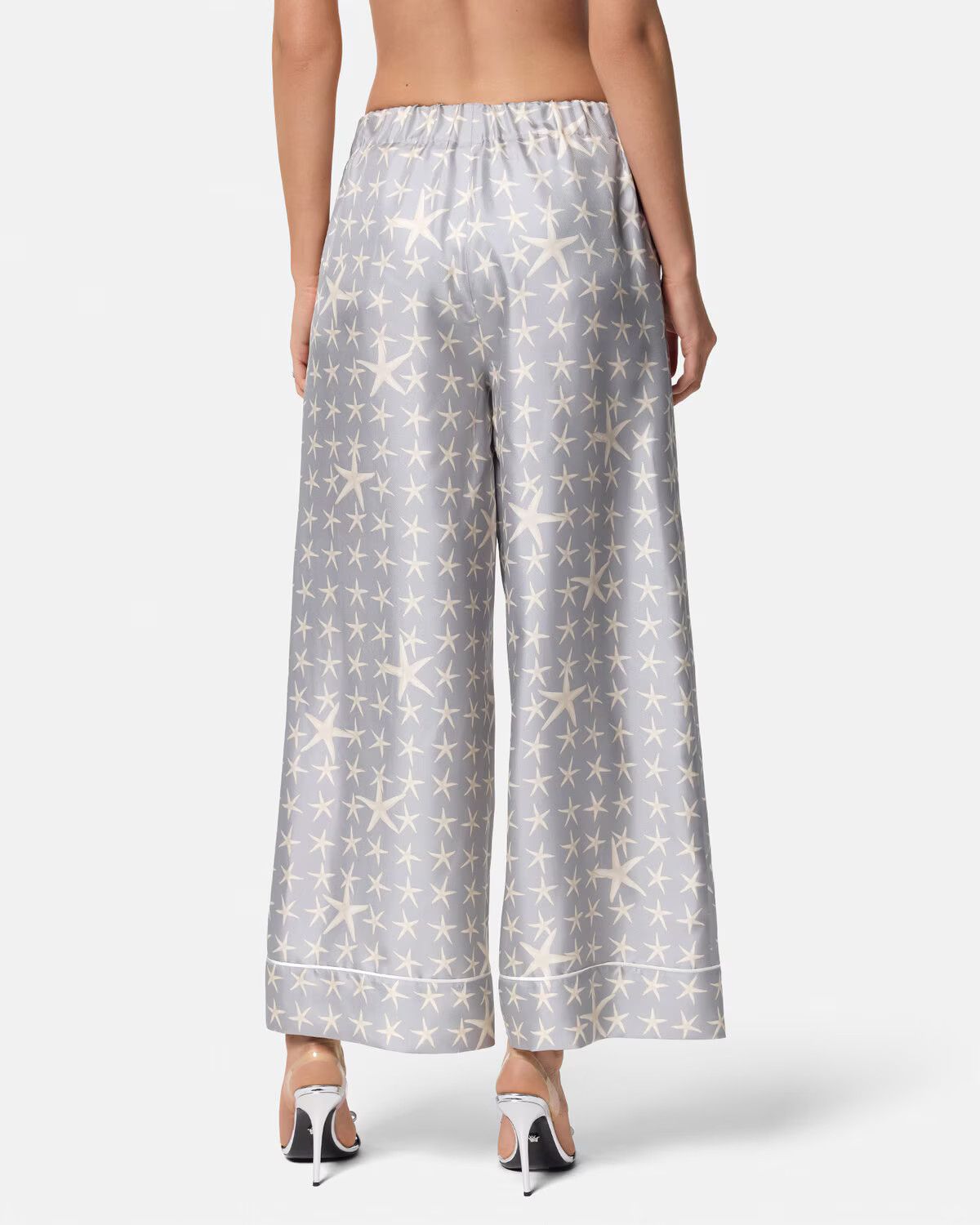 Versace o1s22i1n1024 Starfish Print Silk Pants in Grey Size 28" / US 6 / IT 42 - 5 Thumbnail