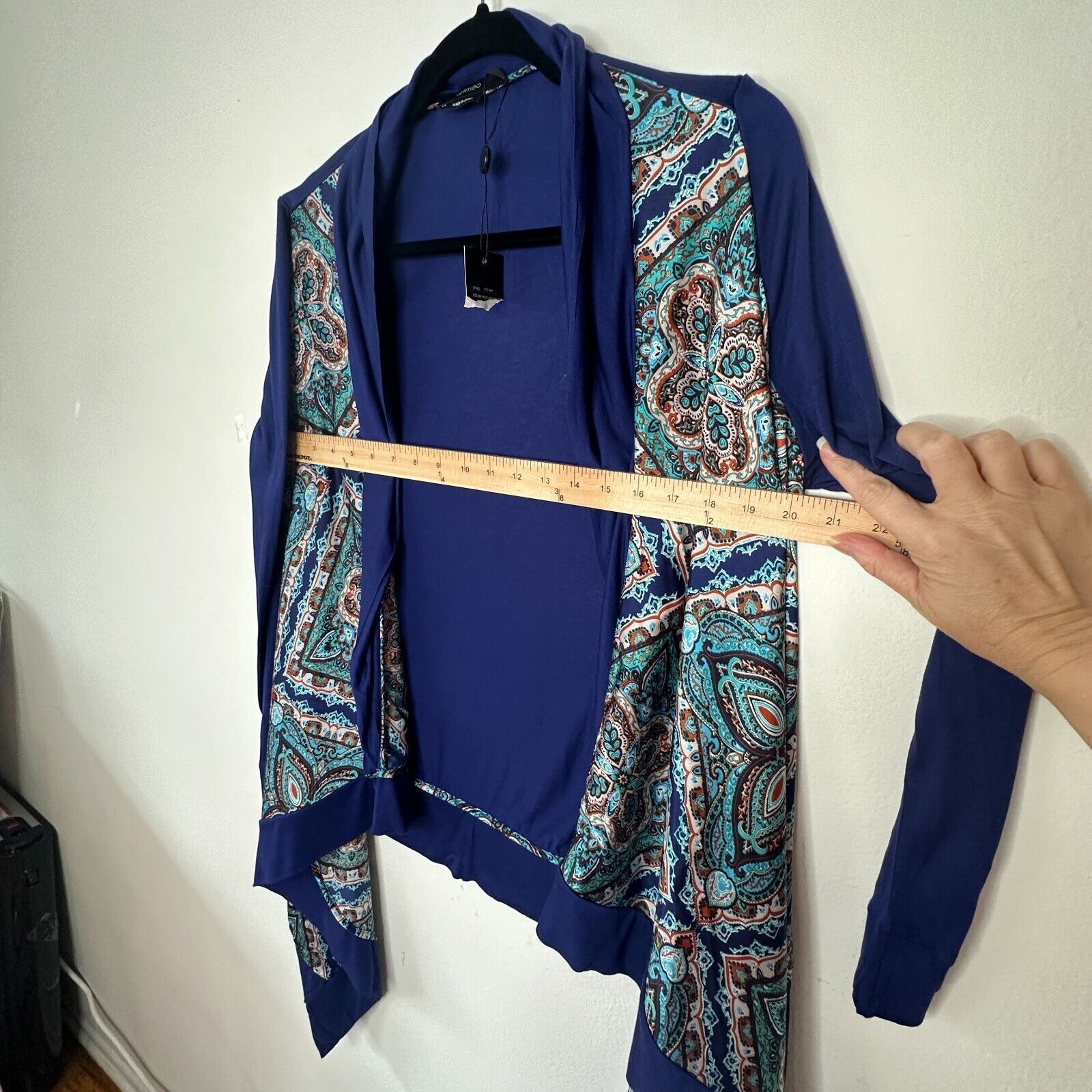 Other Vertigo Satin High Low Paisley Royal Blue Drape Cardigan S Size S / US 4 / IT 40 - 13 Thumbnail