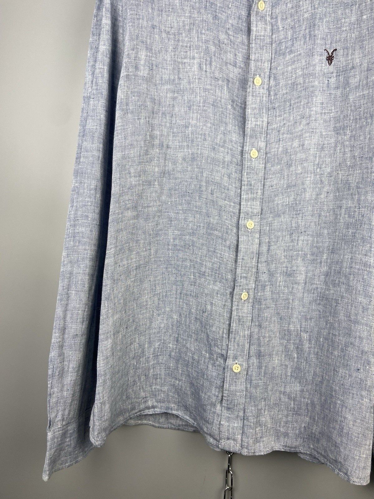 Allsaints Allsaints Linen Button Blue Casual Reaper Shirt Size US L / EU 52-54 / 3 - 6 Thumbnail