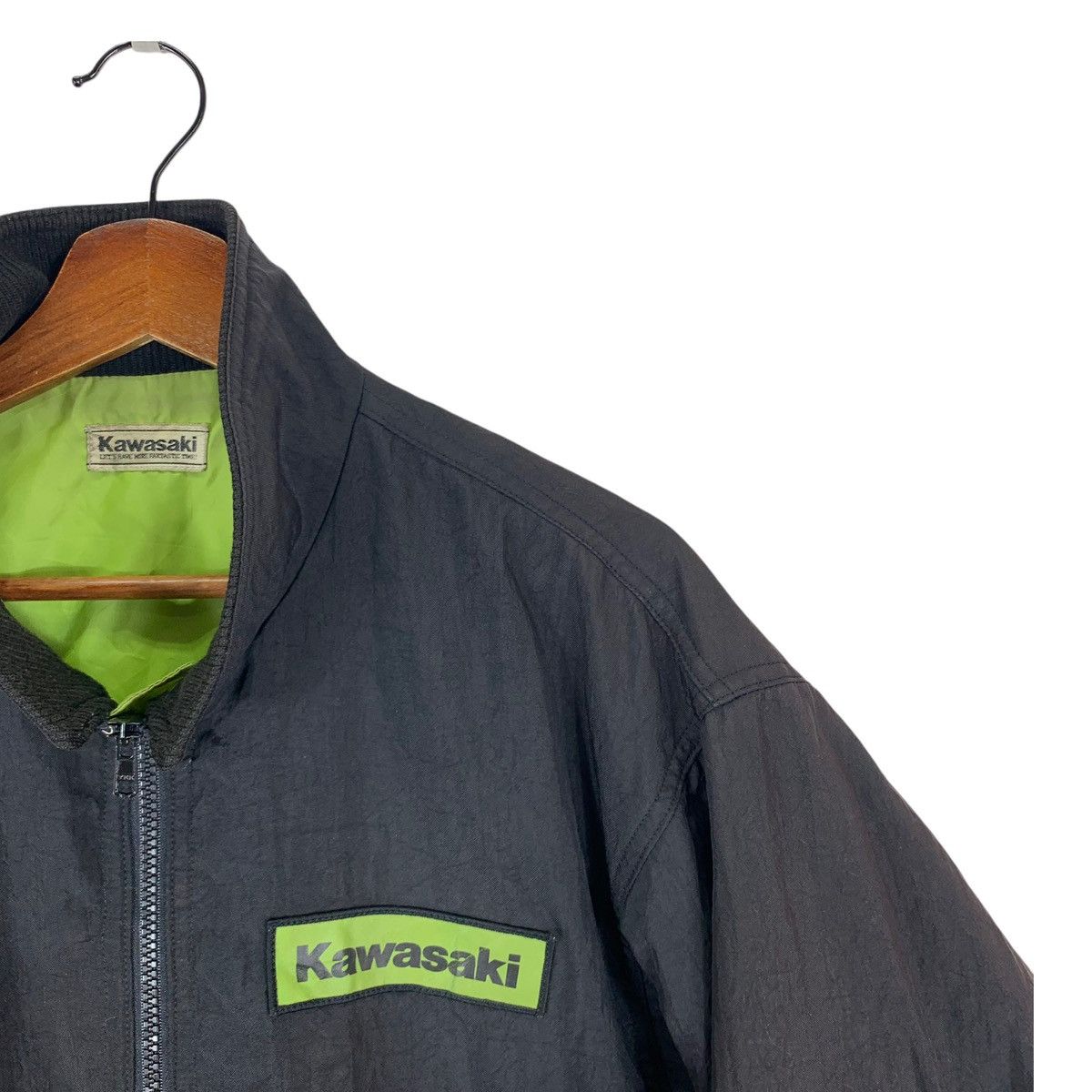 Vintage VINTAGE 90s KAWASAKI RACING MOTORSPORT BOMBER ZIPPER JACKET Size US L / EU 52-54 / 3 - 6 Thumbnail