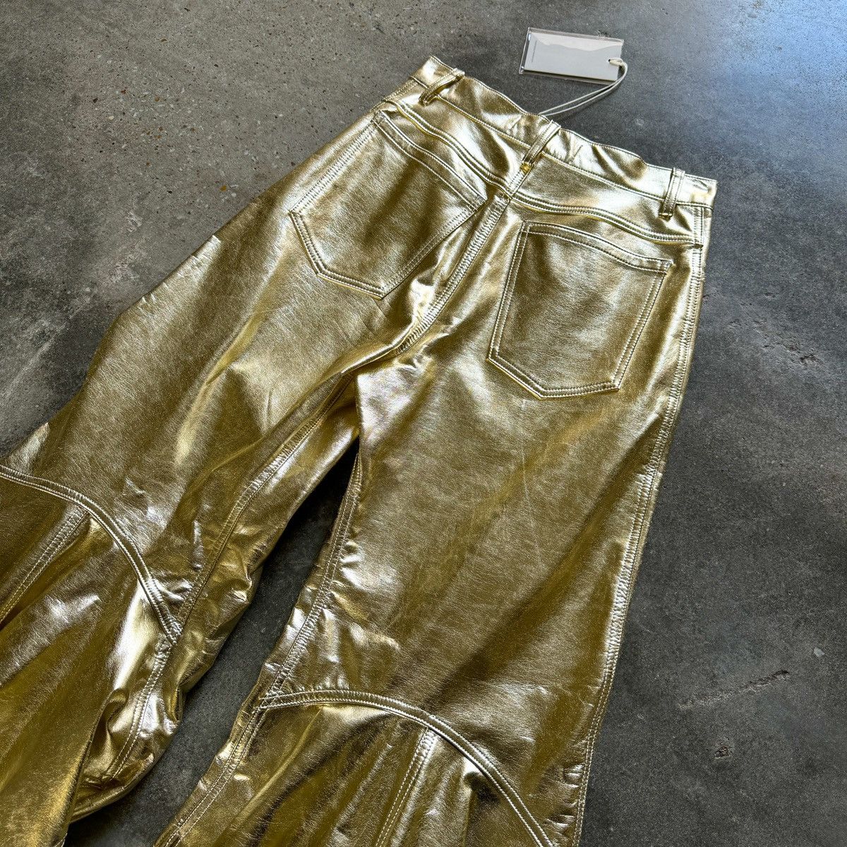 Melitta Baumeister Melitta Baumeister Gold Laminated Denim Pants Size US 29 - 4 Thumbnail