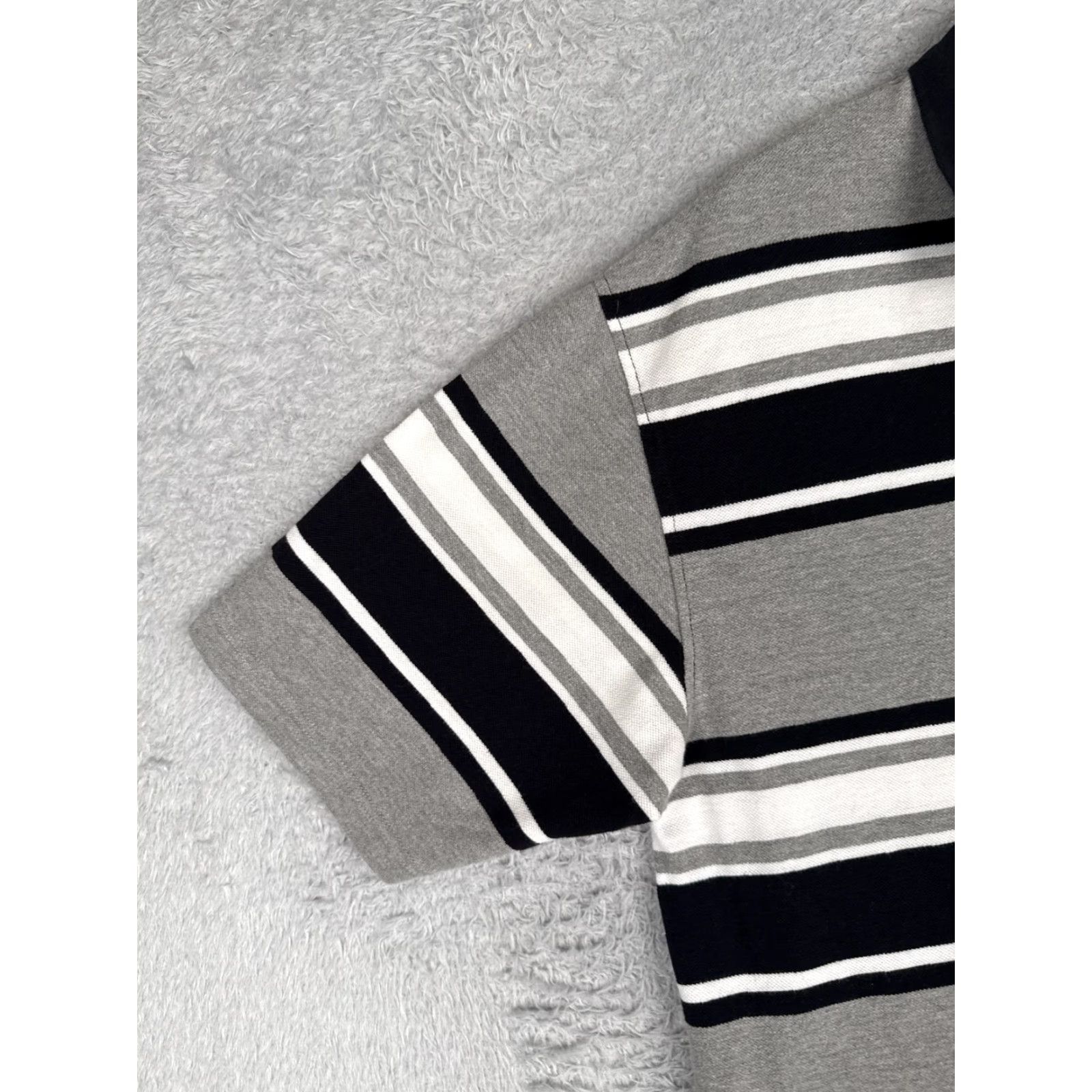 Vintage VINTAGE Culture Polo Shirt Mens L Gray Black White Striped Knit Short Sleeve Size US L / EU 52-54 / 3 - 3 Thumbnail