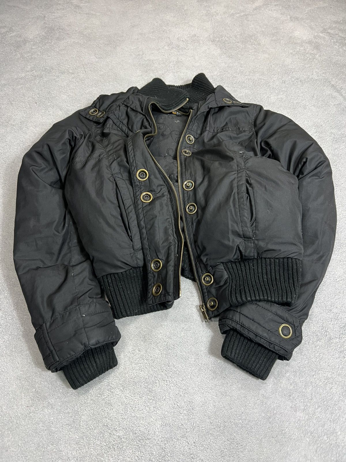 Y2k Japanese Fur collar If six was nine gothic bomber jacket