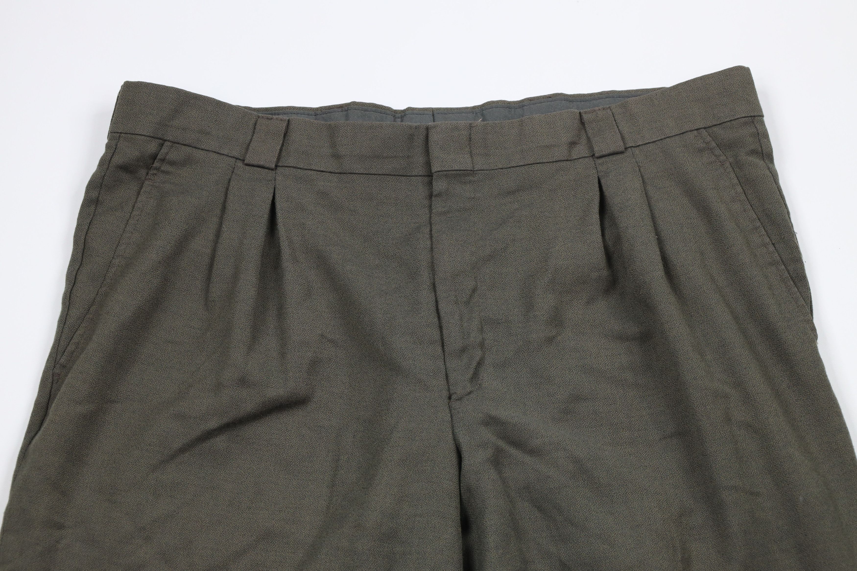 Vintage Vintage 90s Streetwear Wool Blend Wide Leg Chino Pants Green Size US 42 / EU 58 - 2 Thumbnail