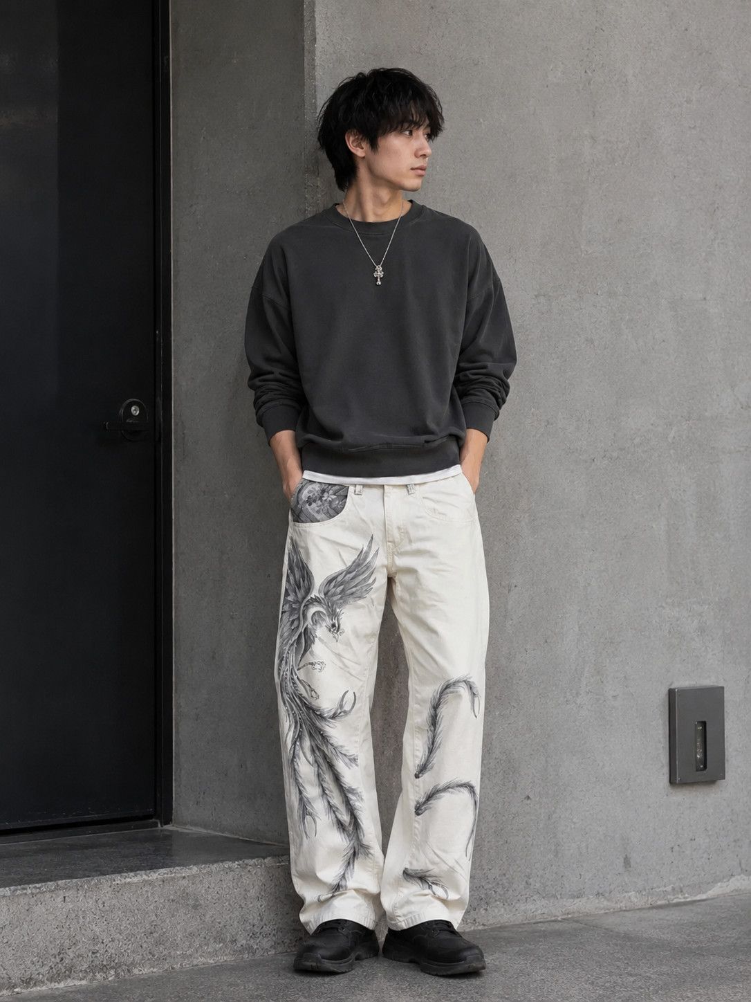 Japanese Brand Vintage Kyoto Japan Bird Art White Denim Pant Size US 28 / EU 44 - 1 Thumbnail