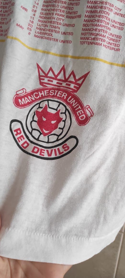 Vintage Manchester United Red Devils Mark Hughes Sport Tee 1991 Size US M / EU 48-50 / 2 - 3 Thumbnail