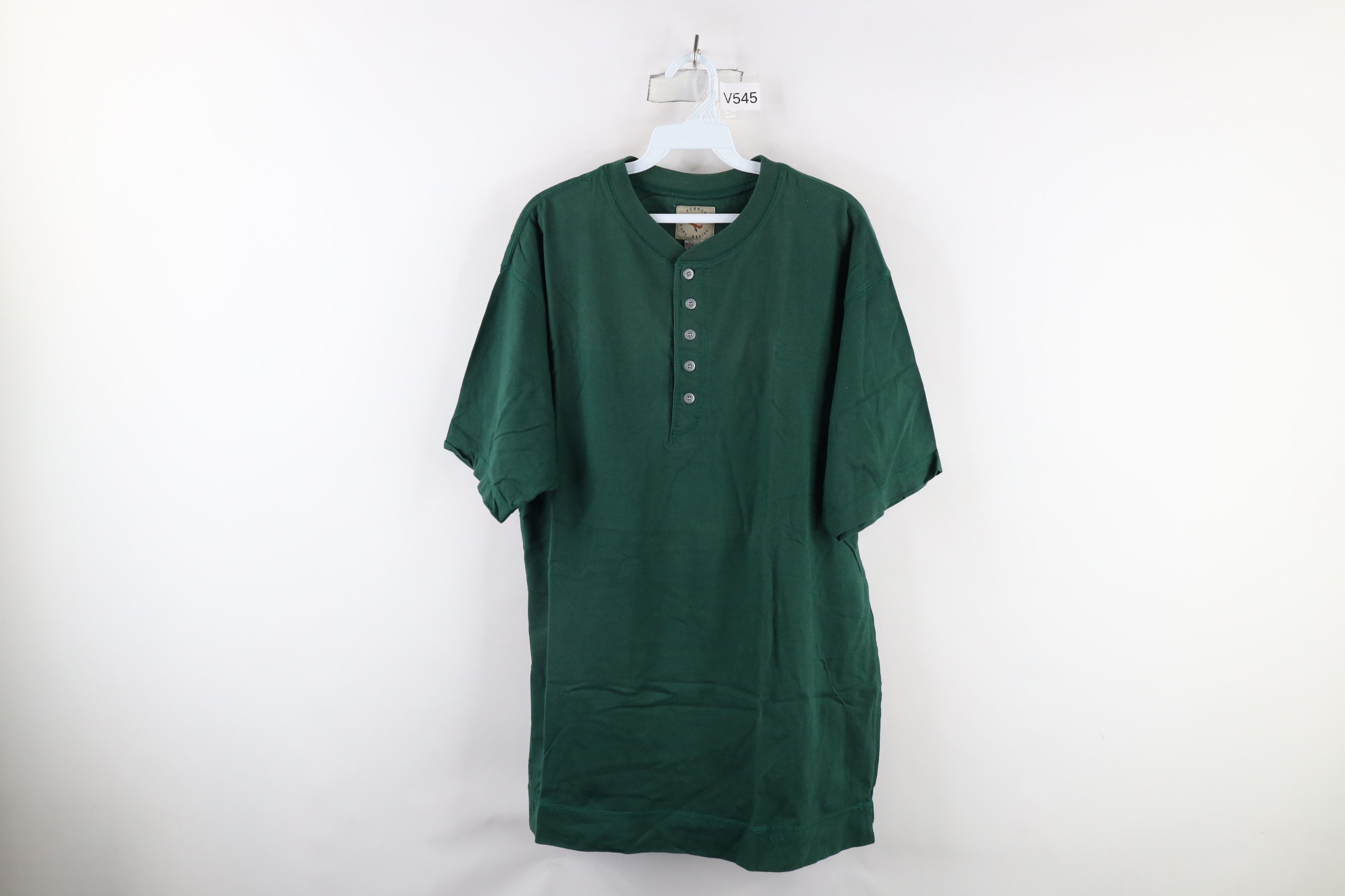 Vintage Vintage 90s Streetwear Short Sleeve Henley T-Shirt Green Size US L / EU 52-54 / 3 - 1 Thumbnail