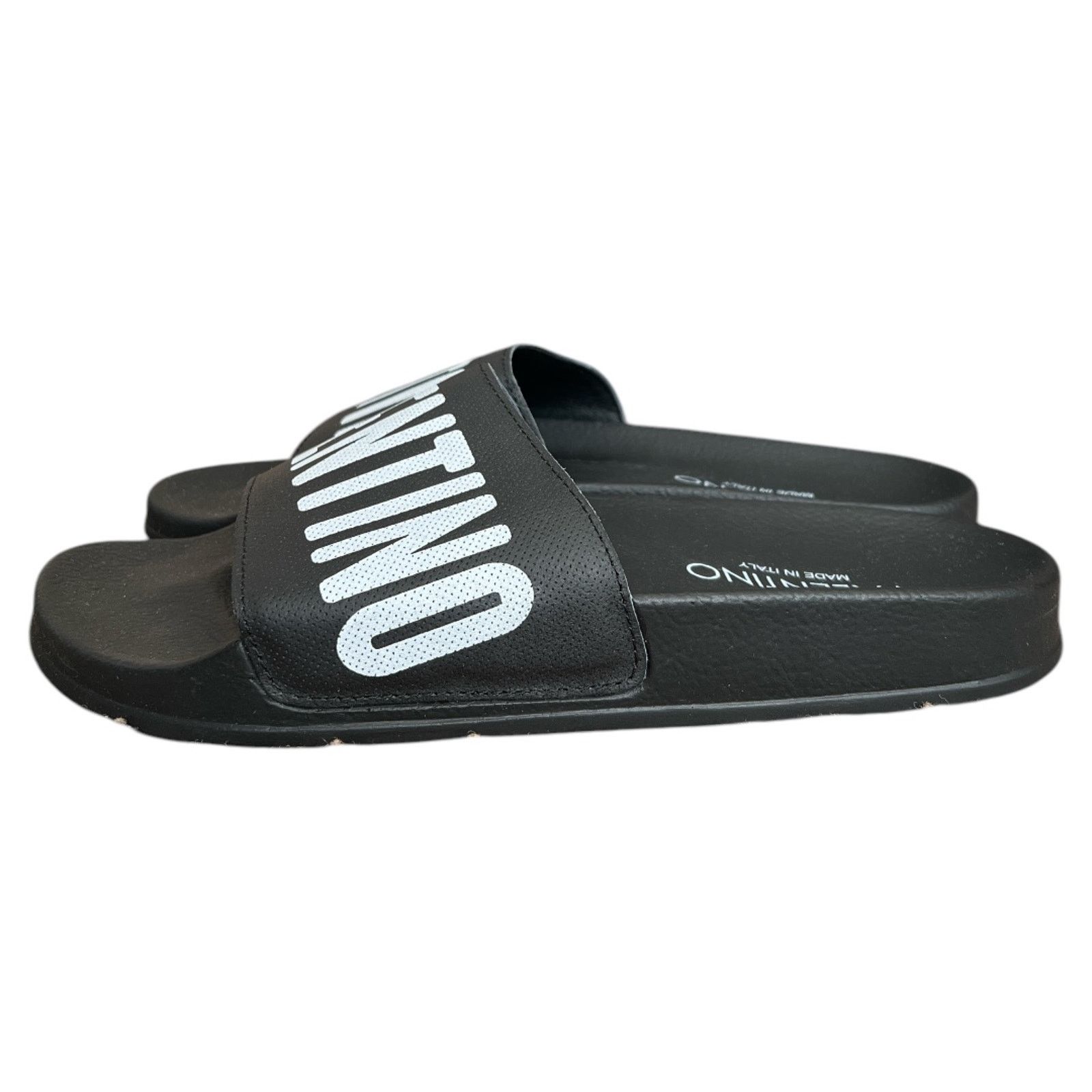 Mario Valentino VALENTINO Black Footbed Gaia Leather Slide Sandals, IT37 Size US 7 / EU 40 - 2 Thumbnail