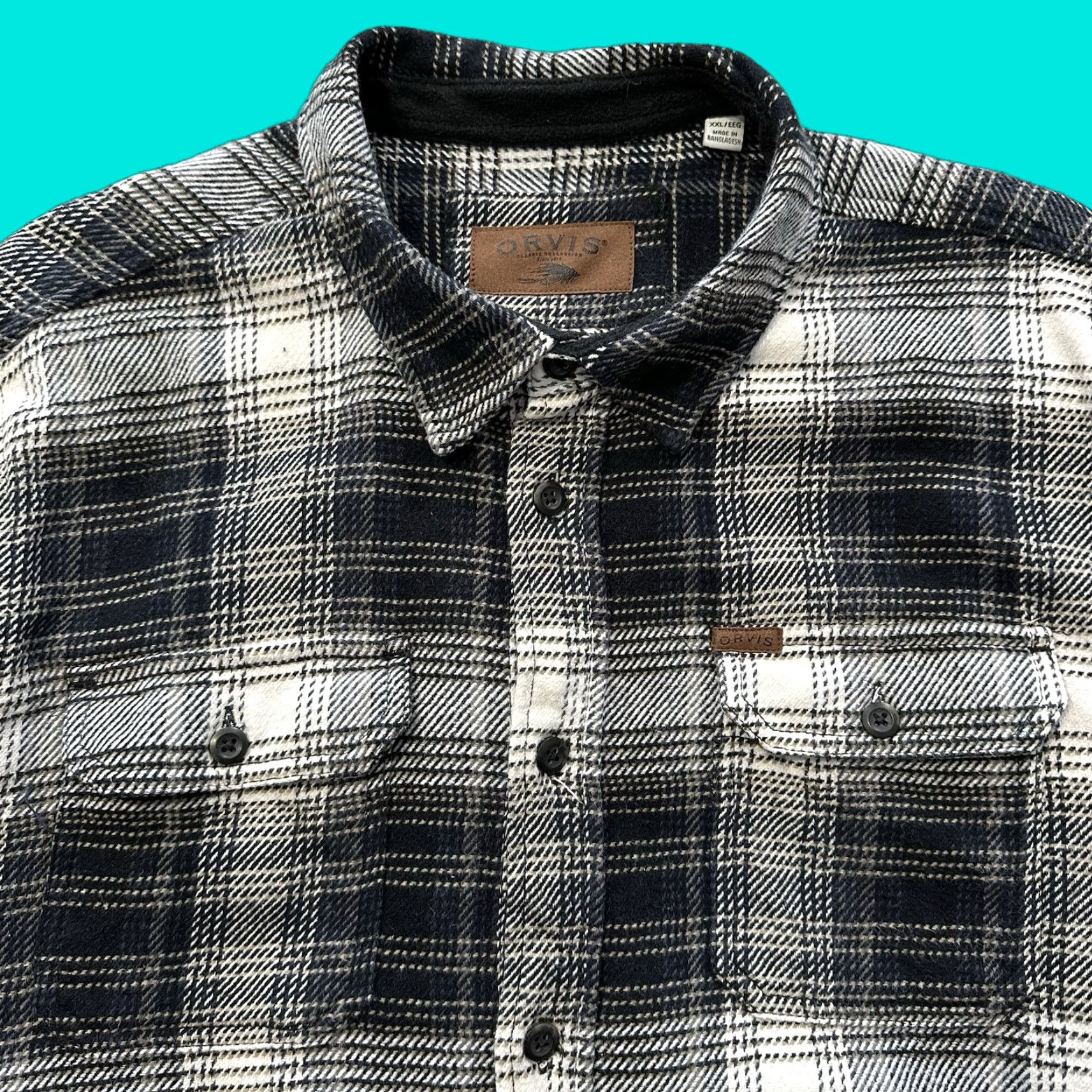 Orvis Orvis Flannel Shacket Mens 2XL Black Plaid Button-Up Shirt Jacket Size US XXL / EU 58 / 5 - 1 Thumbnail