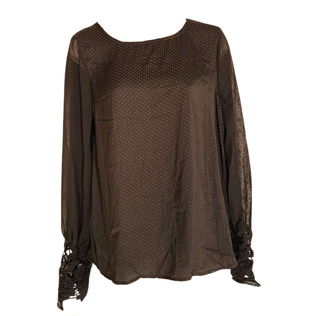 Other NWT Buckle Gimmicks black polka dot lace sleeve blouse small Size S / US 4 / IT 40 - 10 Thumbnail