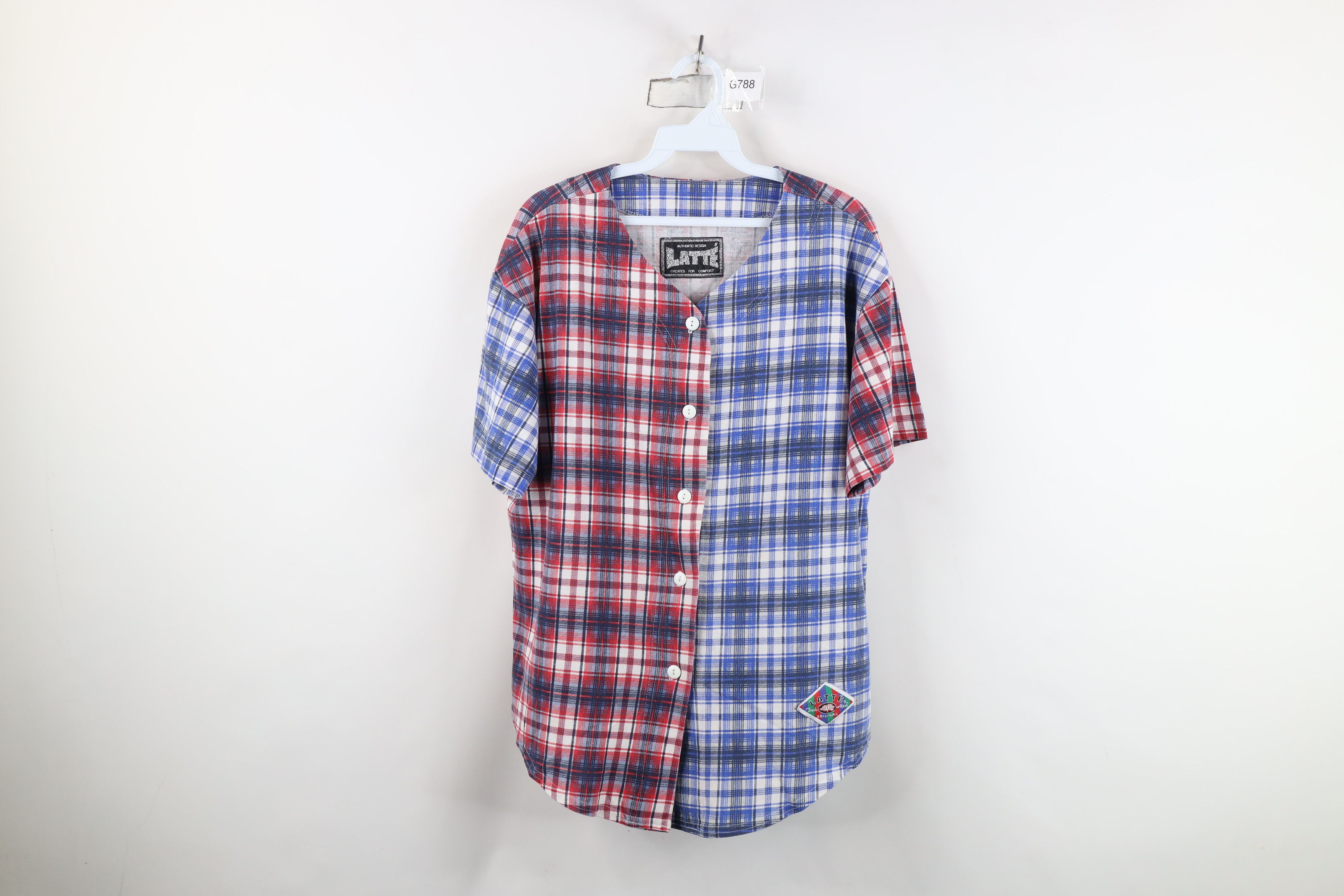 Vintage 90s Streetwear Faded Flannel Baseball Jersey Plaid