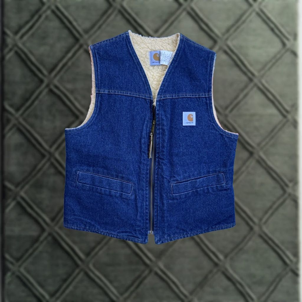 Carhartt VINTAGE Carhartt Vest Denim Sherpa Lined USA Made Men’s M Workwear Size US M / EU 48-50 / 2 - 1 Thumbnail