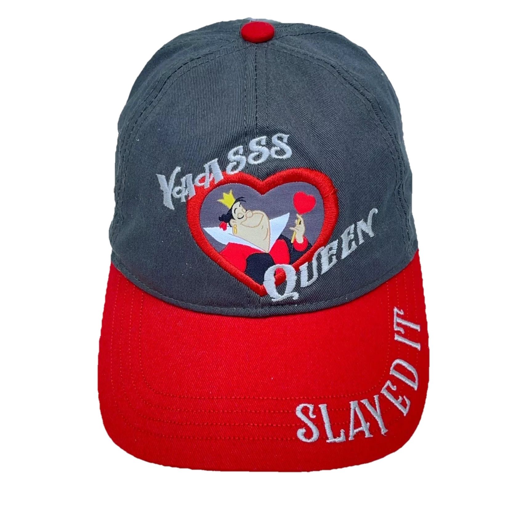 Disney Disney Hat Cap Strap Back Gray Red Alice In Wonderland Baseball Queen of Hearts Adult One Size Adjustable Men Men Green? Wait color gray. Size ONE SIZE - 3 Thumbnail