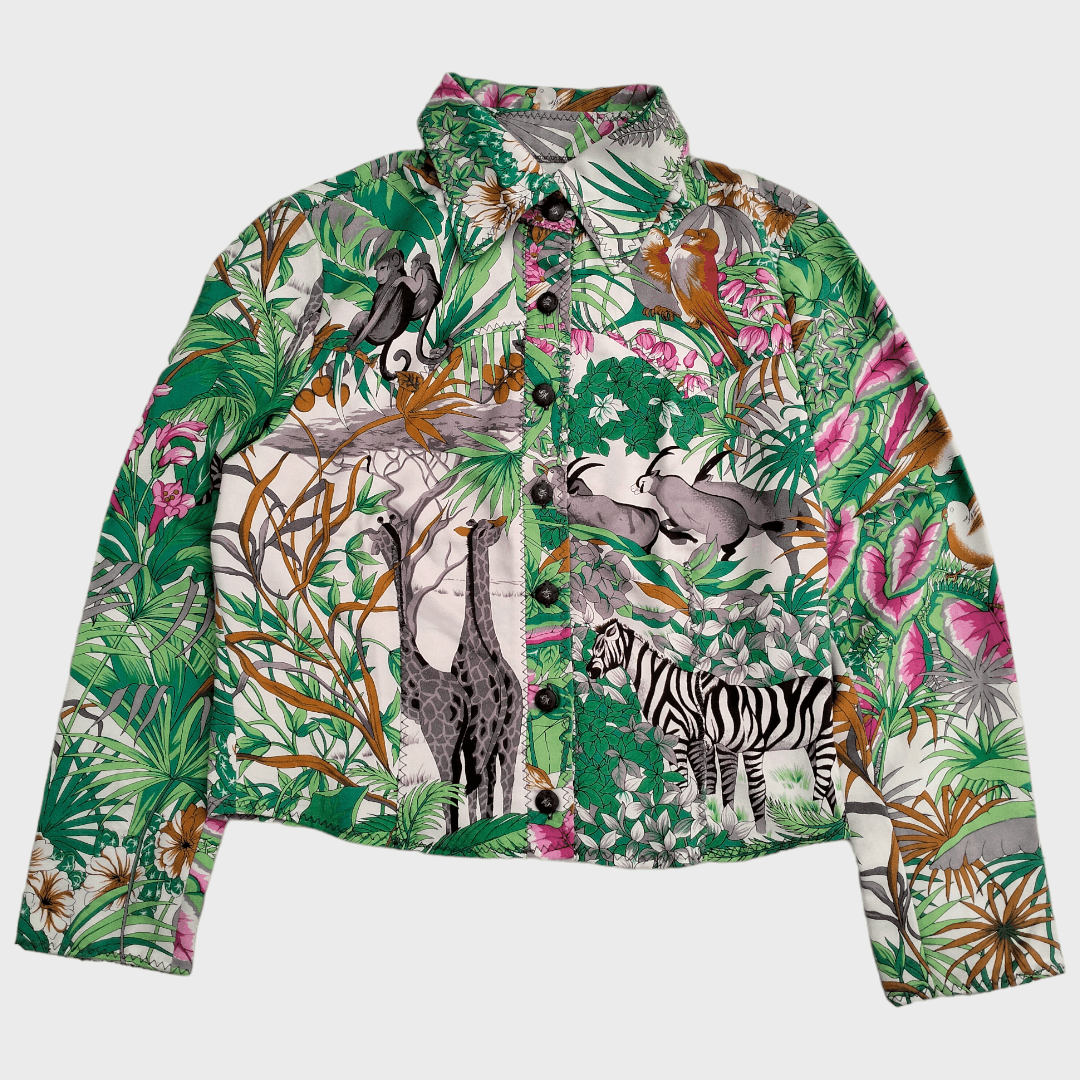Japanese Brand × Vintage Luxury Velvet Shirt Quirky Floral Jungle Tropical Size M / US 6-8 / IT 42-44 - 1 Thumbnail