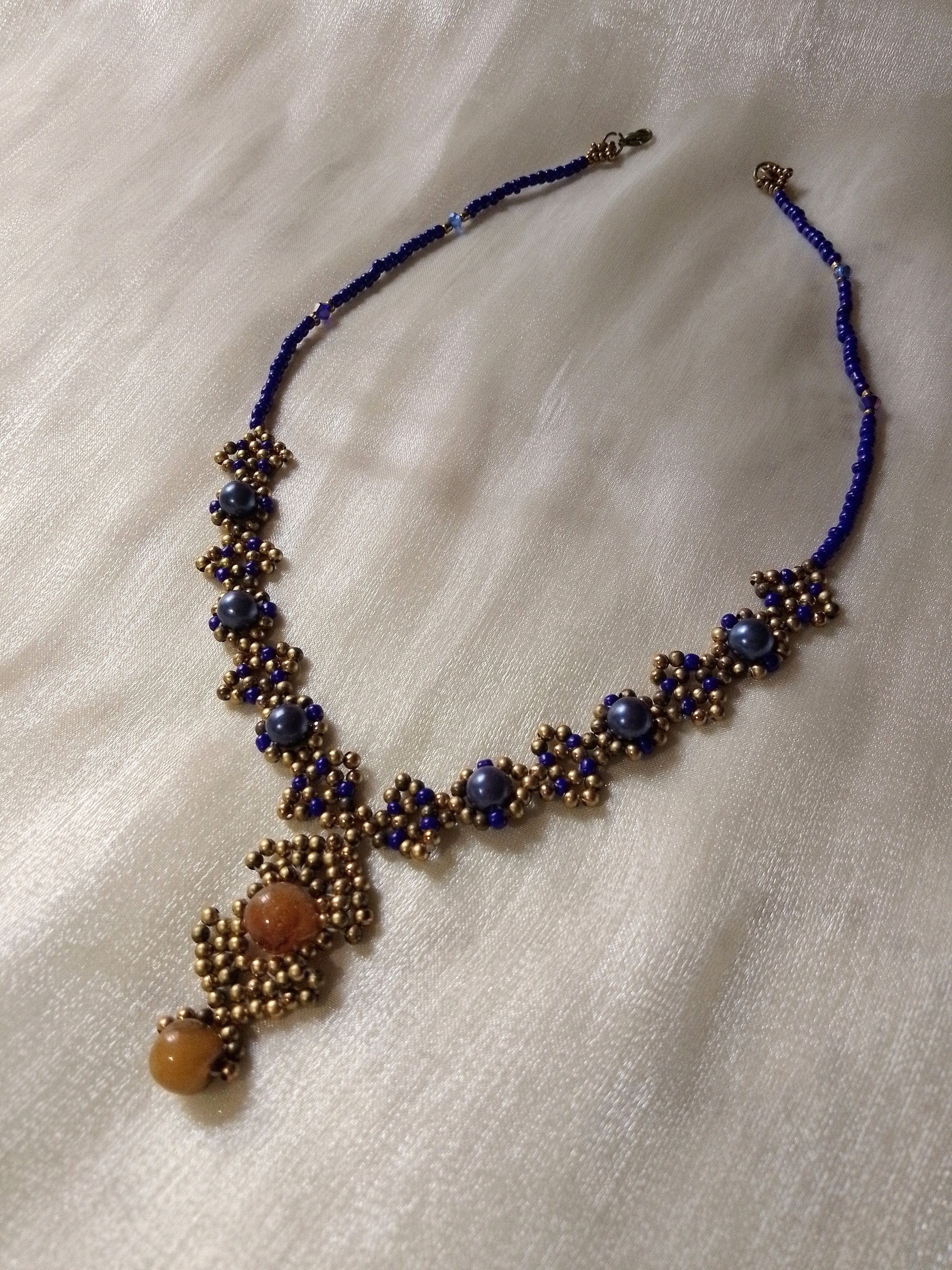 Handmade Vintage necklace Pendant with natural jade gemstones Size ONE SIZE - 5 Thumbnail