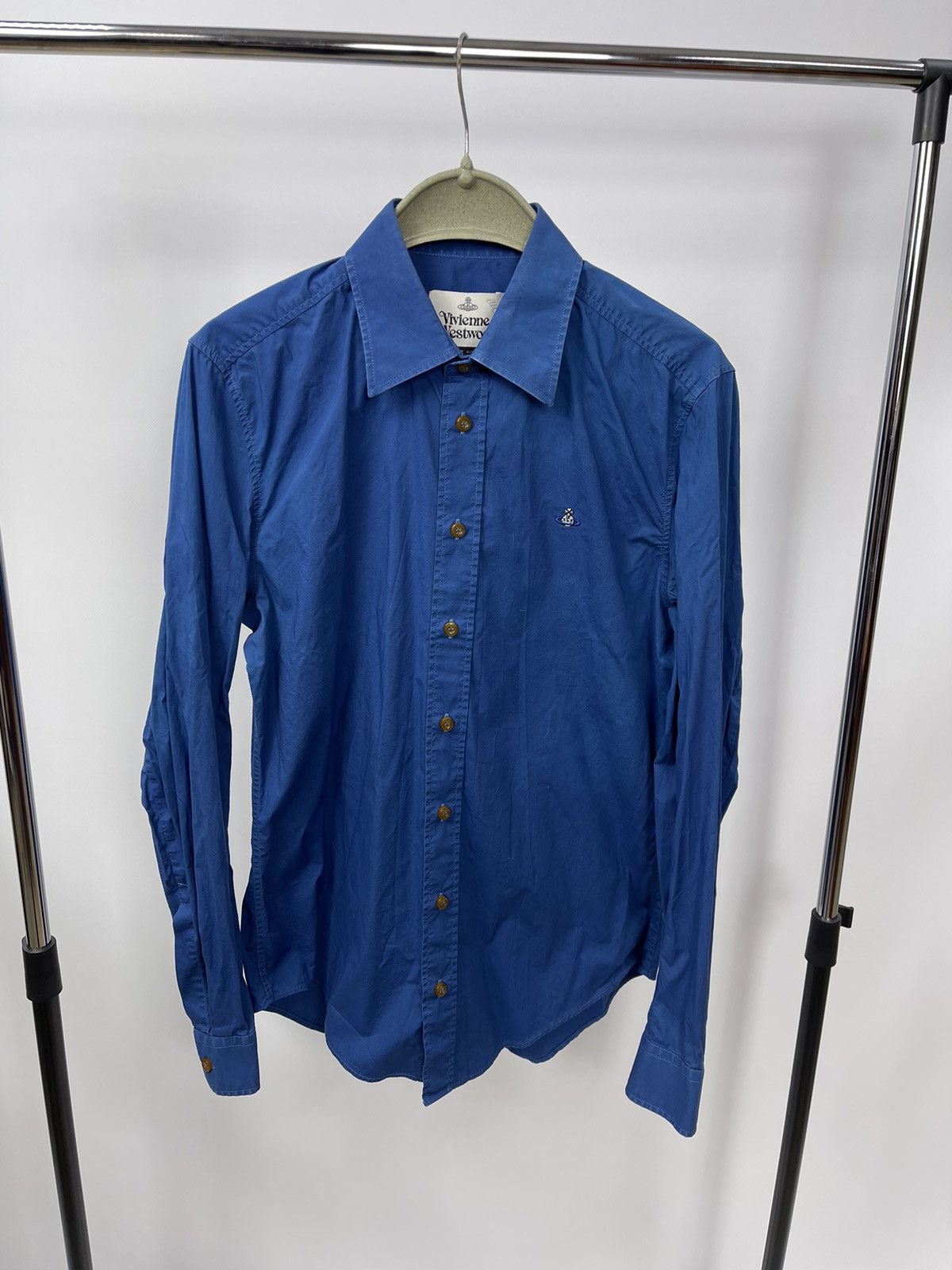 Vivienne Westwood Shirt Men Size 46 Blue Made in Turkey