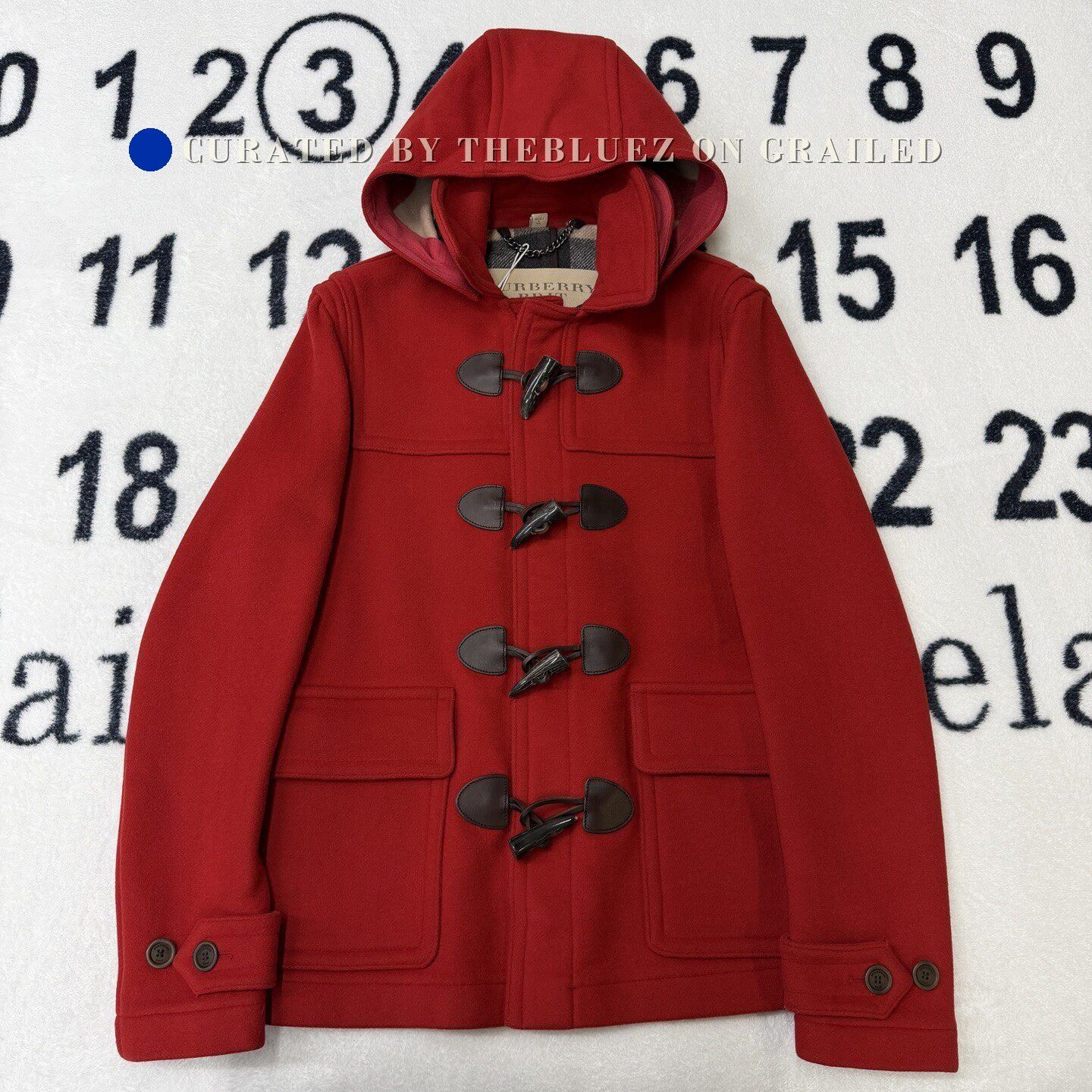 Burberry Burberry Red Horn Button Wool Coat Size S / US 4 / IT 40 - 1 Thumbnail