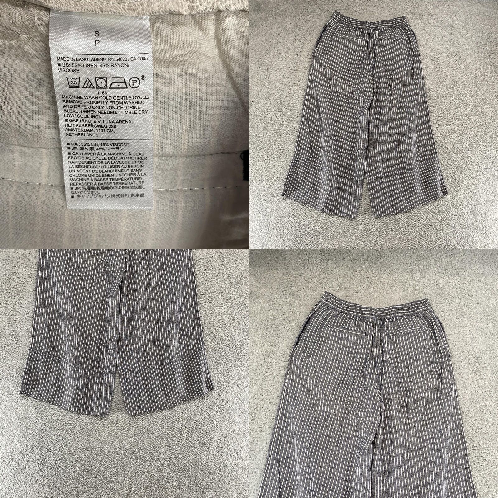 Banana Republic Banana Republic Womens S Blue Stripe Linen Wide Leg Pants Coastal Beachy Ankle Size 28" / US 6 / IT 42 - 8 Thumbnail