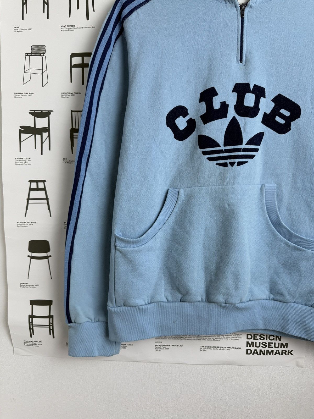 Adidas × Vintage VIntage 70s Adidas club babyblue boxy hoodie M blockcore y2k Size US M / EU 48-50 / 2 - 4 Thumbnail