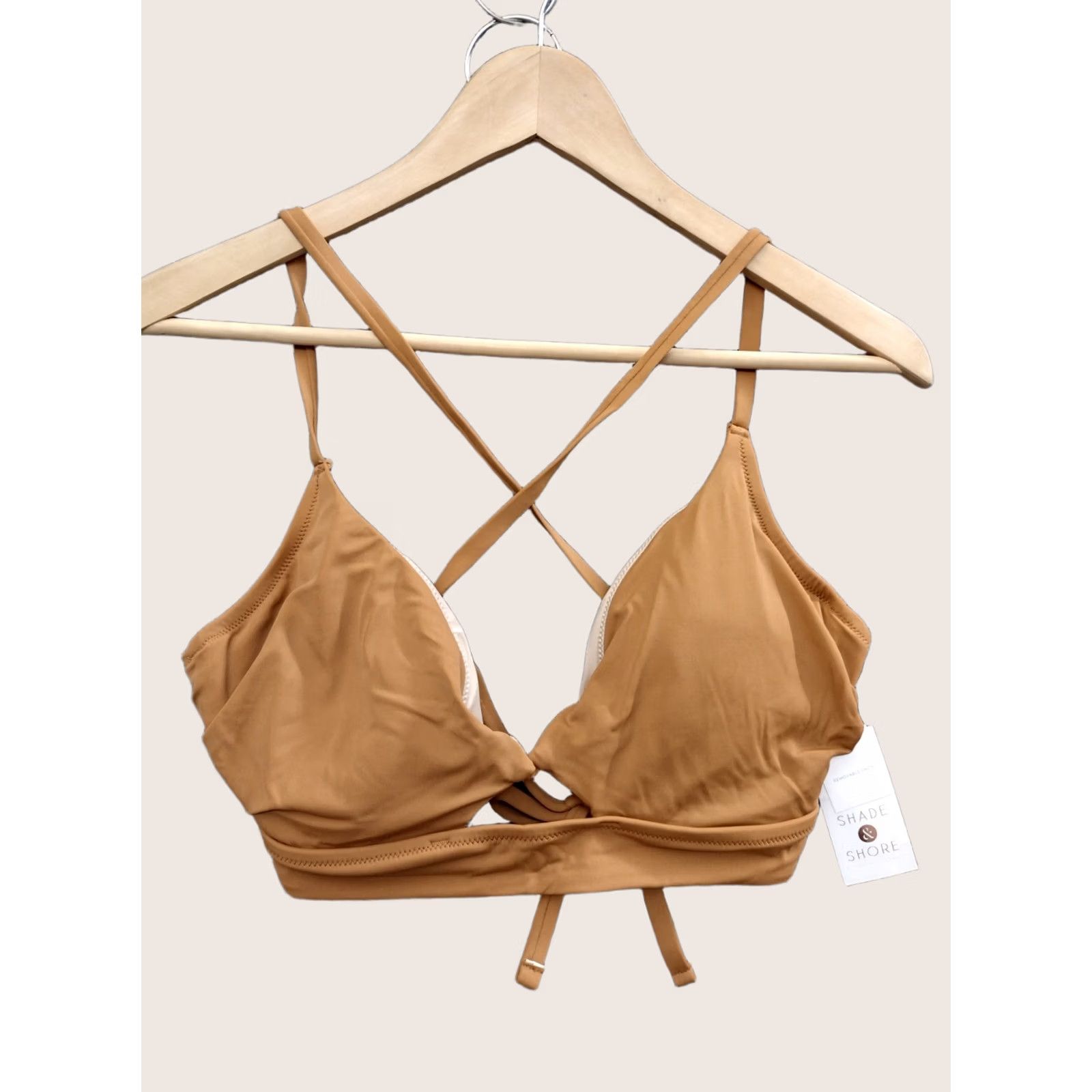 Vintage Shade & Shore Bikini Top Women 36D Brown Key Hole Spaghetti Padded Lined Beach 90s Event Size XS / US 0-2 / IT 36-38 - 1 Thumbnail