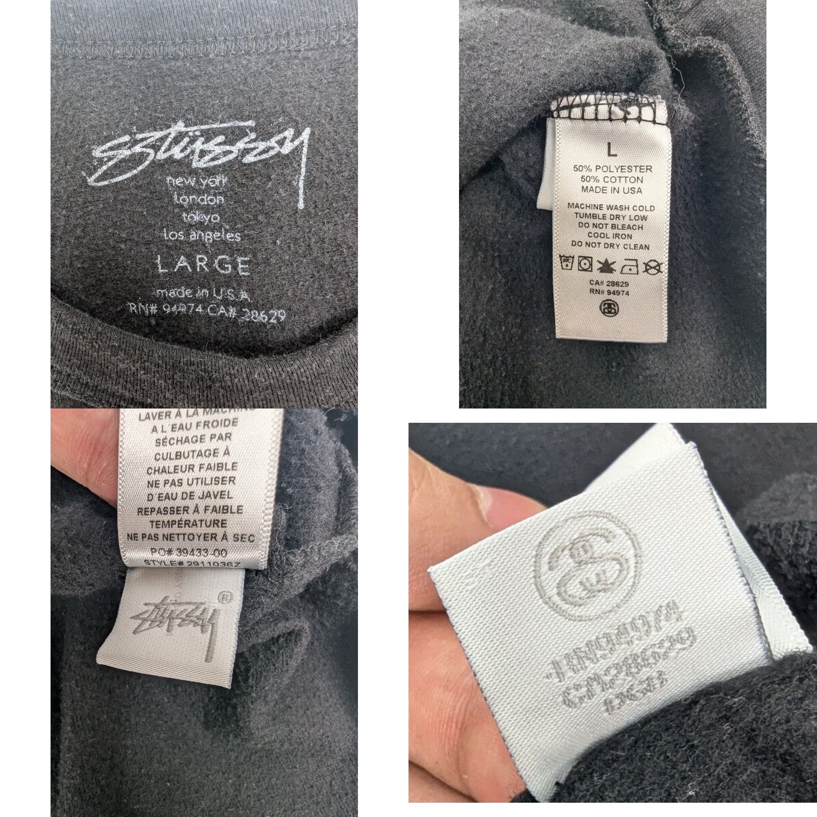 Rainbow VINTAGE Stussy Sweatshirt Black Sweater Pullover L Women Rainbow World Tour Worldwide Logo Crew Neck All Seasons Fall Spring Summer Winter Size L / US 10 / IT 46 - 8 Thumbnail
