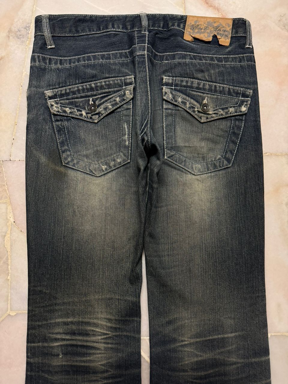 Flare💥Insane 90s Root three Rusty Mudwash Distress Dark Jean