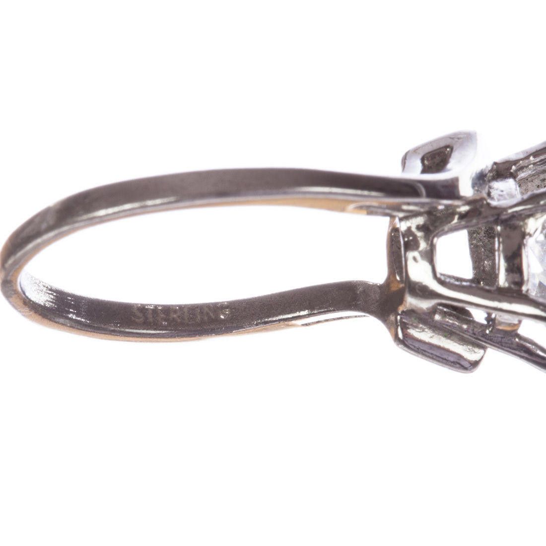 Designer Art Deco Sterling Silver Rock Crystal Quartz Cocktail Ring Size ONE SIZE - 5 Thumbnail