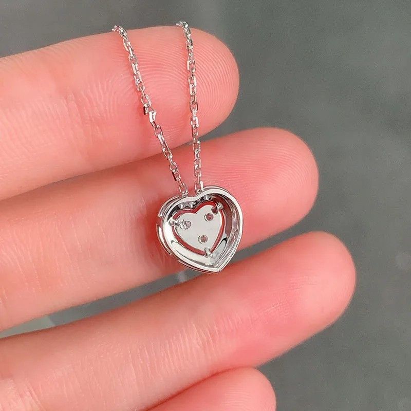 Other Sparkling Heart Pendant Necklace with Double Halo Size ONE SIZE - 5 Thumbnail