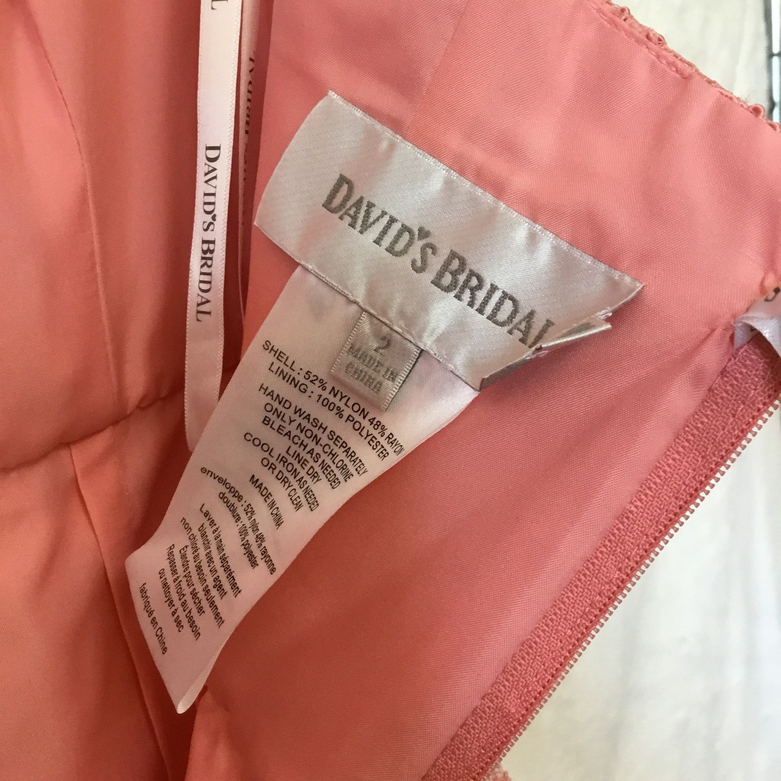 Other David's Bridal Strapless Coral Pink Lace Dress Size XS / US 0-2 / IT 36-38 - 13 Thumbnail