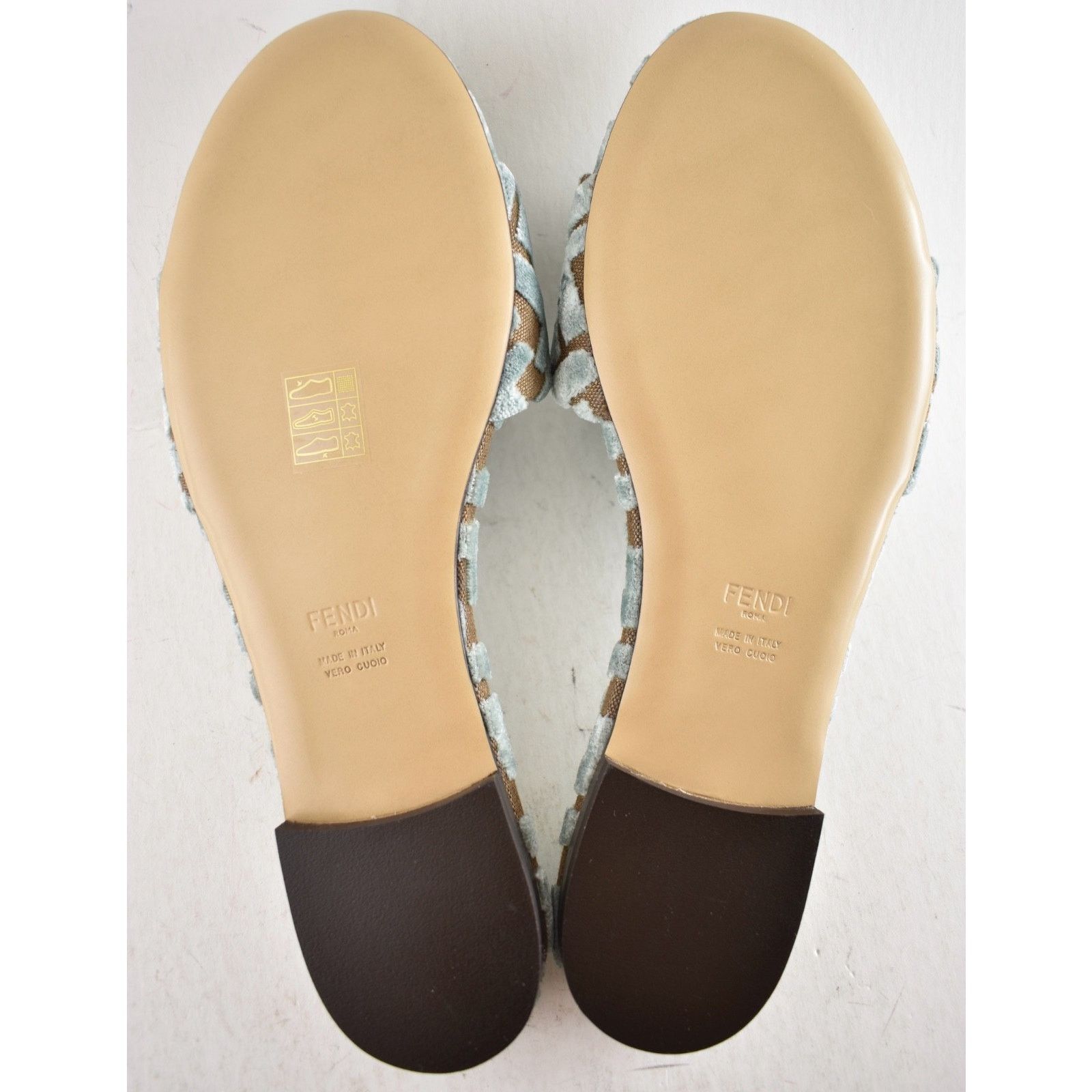 Fendi Fendi Sunshine Velvet FF Logo Menta Green Mule Slide 40 Size US 10 / IT 40 - 15 Thumbnail