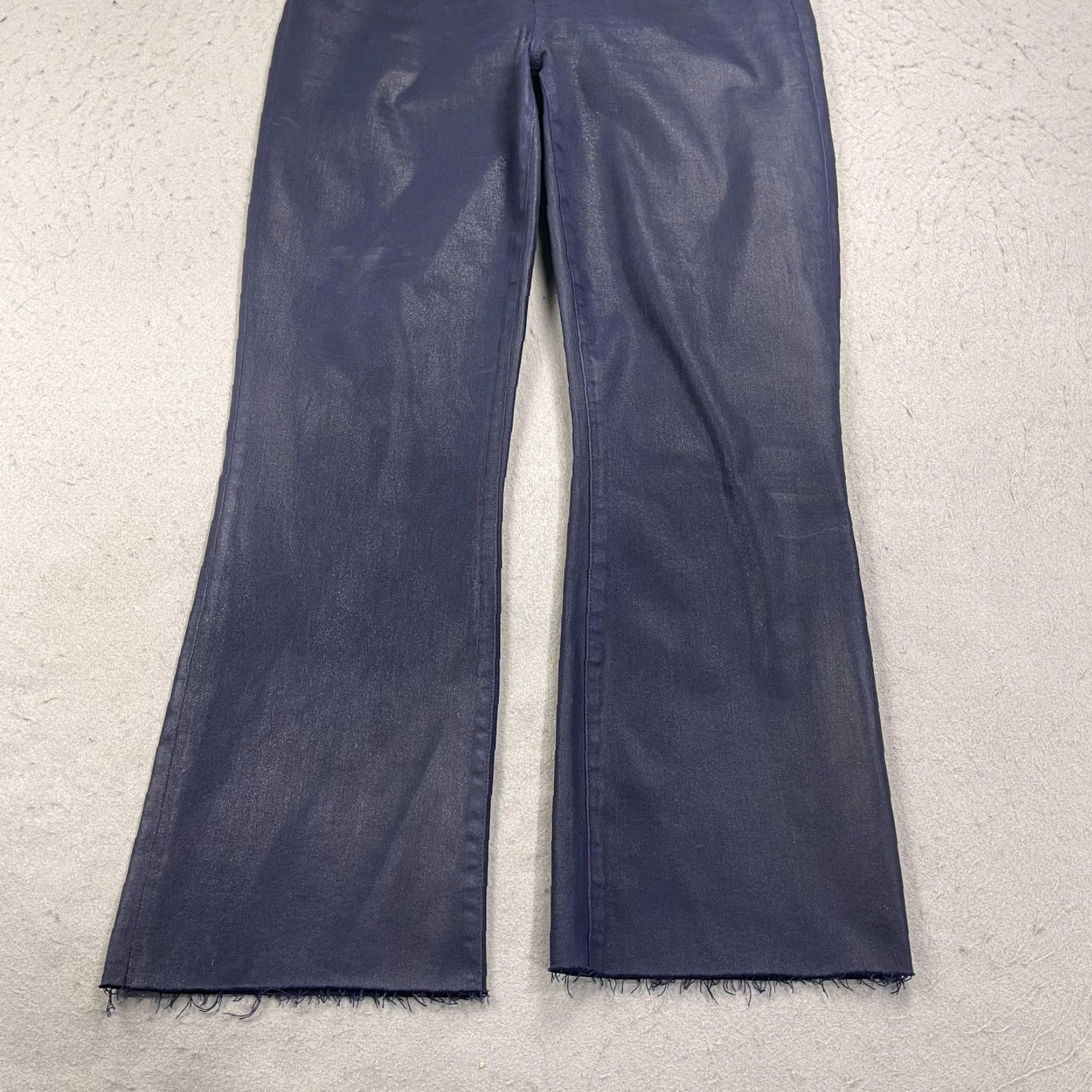 L'AGENCE L'AGENCE Jeans Womens 31 Dark Blue Flare Raw Hem Coated Stretch Denim USA Size 24" / US 00 / IT 34 - 3 Thumbnail