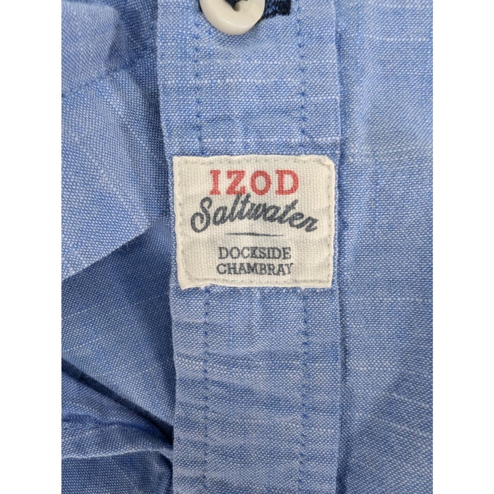 Izod Izod Saltwater Dockside Chambray Shirt Mens Medium Short Sleeve Button Up Collar Casual Size US M / EU 48-50 / 2 - 7 Thumbnail