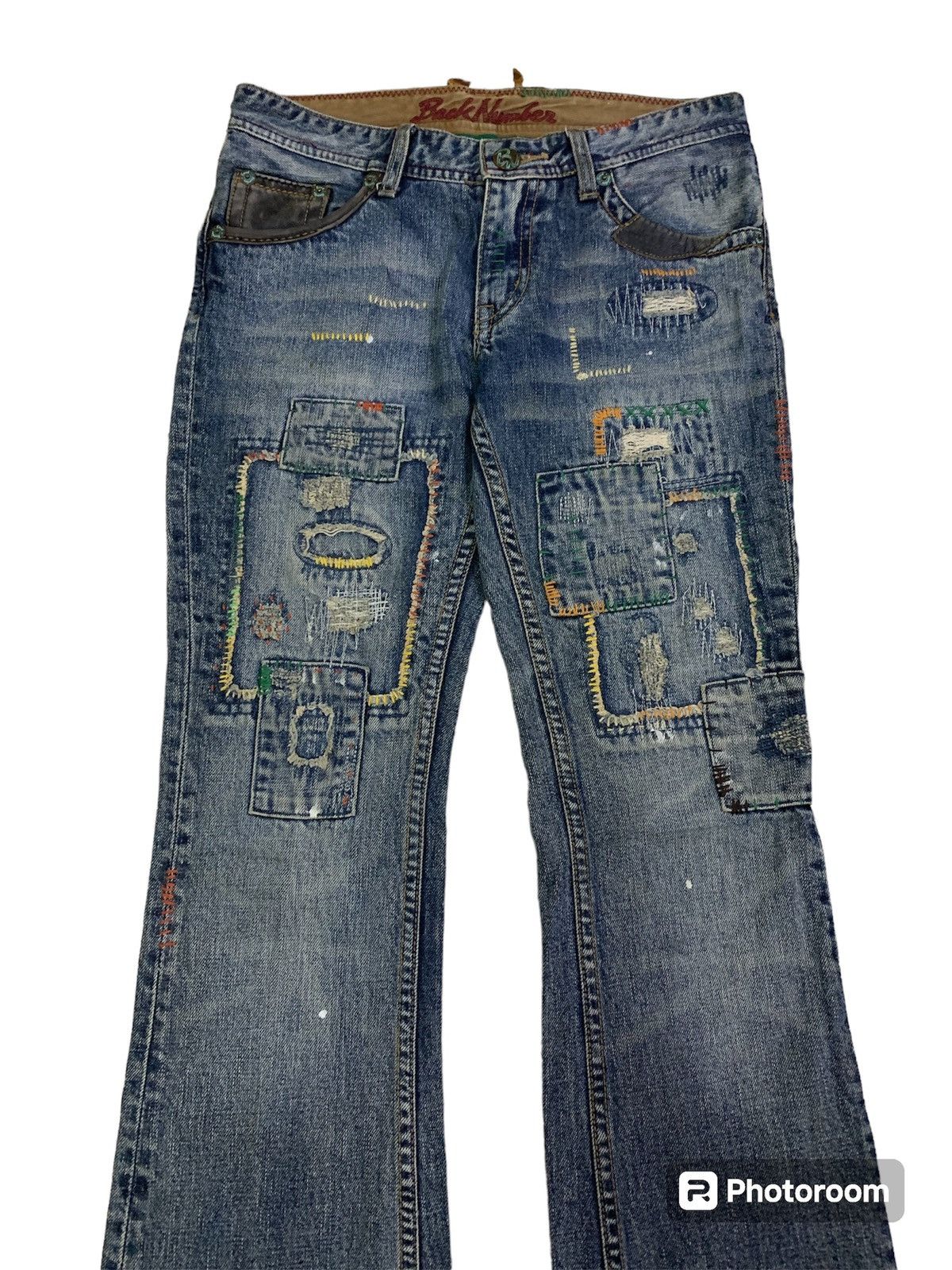 Hysteric Glamour Vintage Japanese Flare Patchwork Back Number Denim Size 29" - 6 Thumbnail