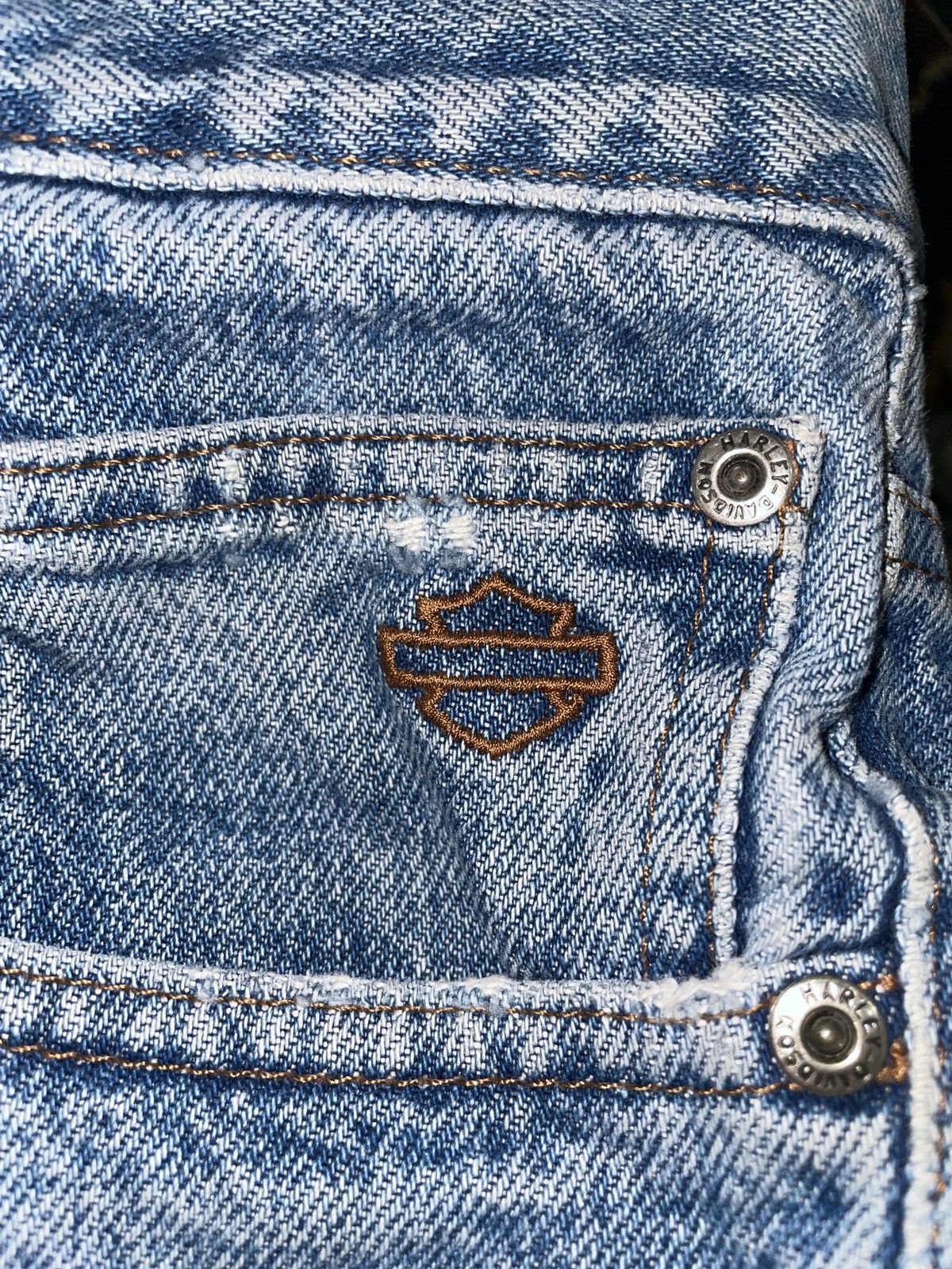 Harley Davidson × Vintage Vintage Harley Davidson Denim Jeans Distressed Condition Size US 35 - 8 Thumbnail