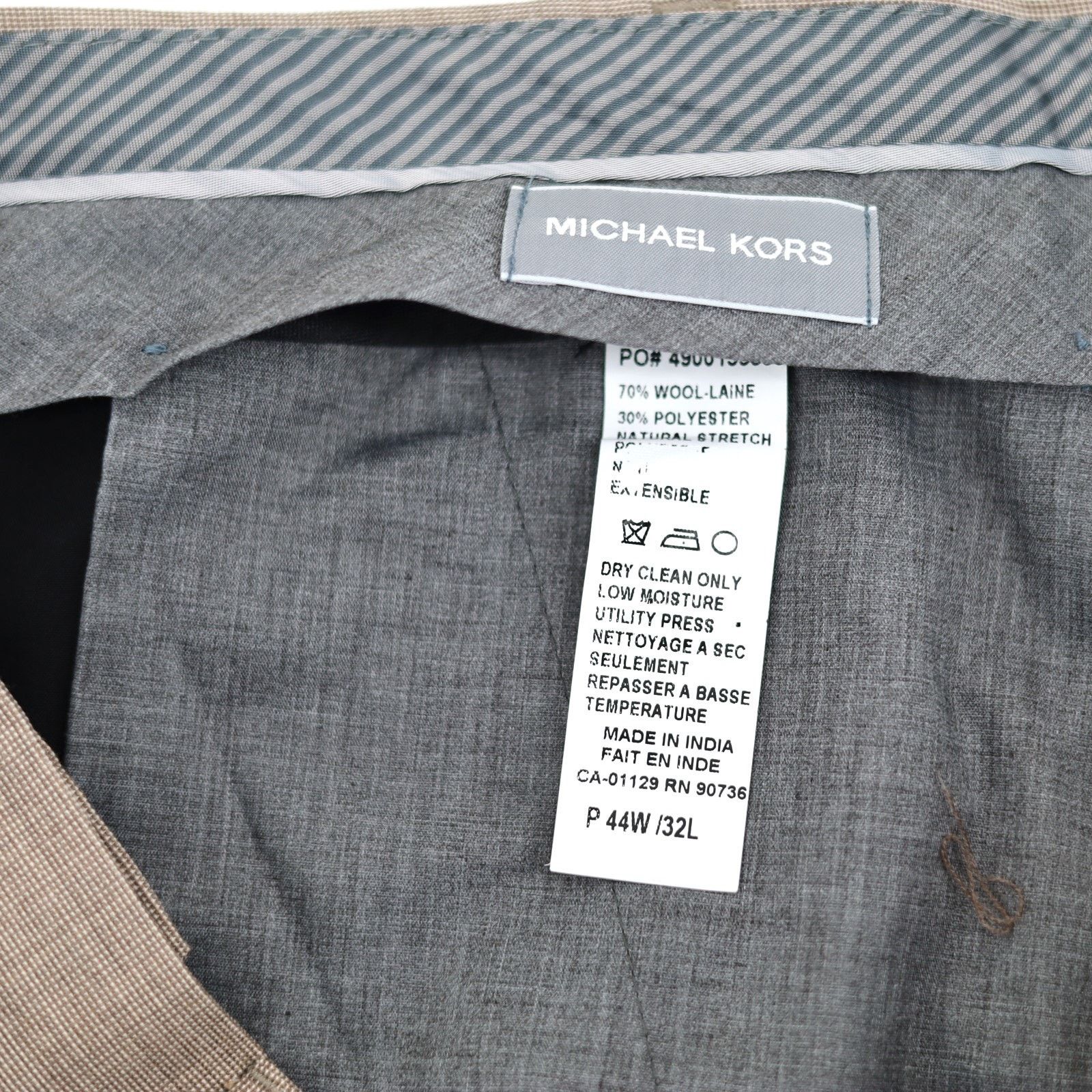 Michael Kors Michael Kors Men's Tan Solid Wool Suit Pants Size 44W 32L Size US 44 / EU 60 - 6 Thumbnail