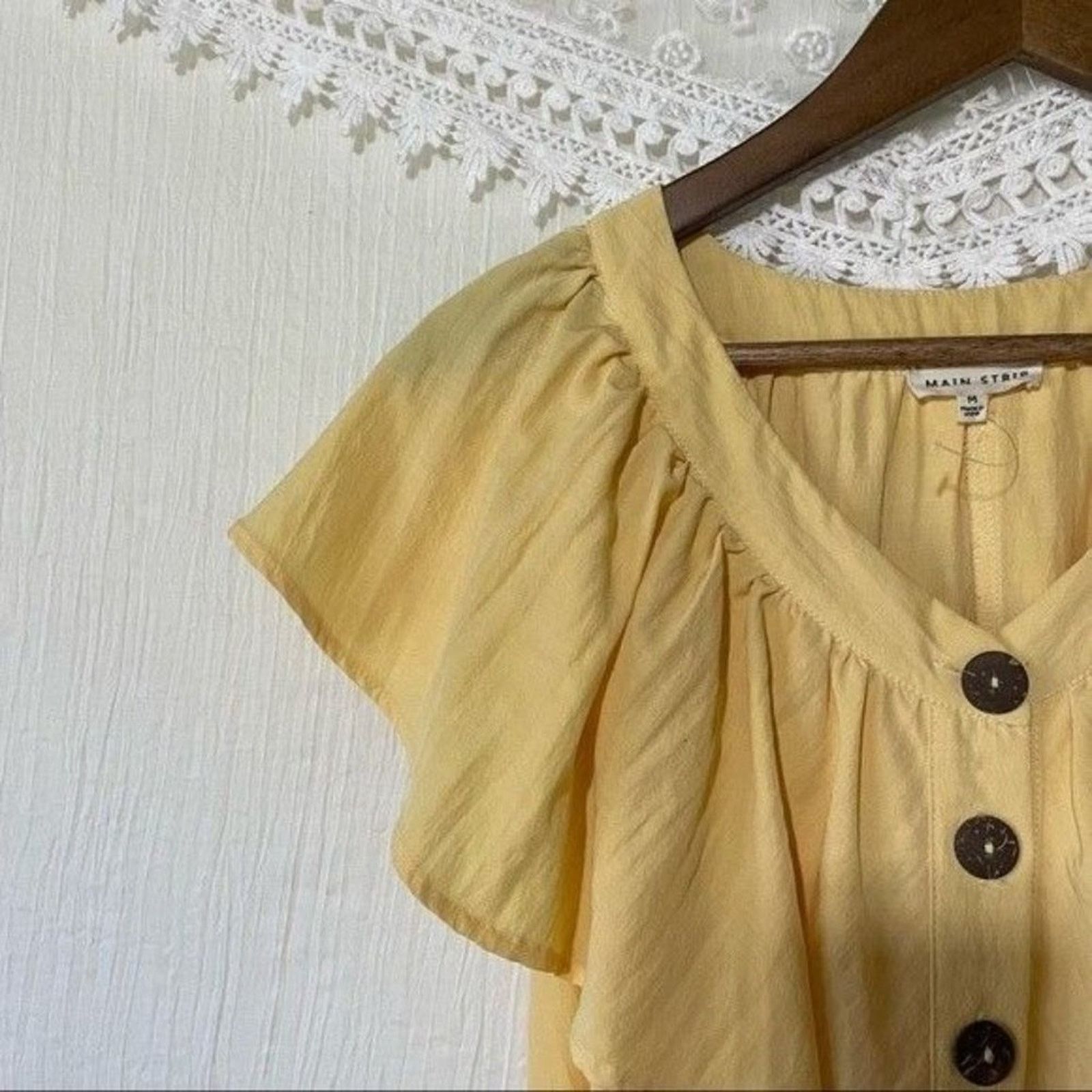 Other Main Strip Yellow Ruffle Mini Dress V-Neck Sleeveless Medium Size M / US 6-8 / IT 42-44 - 4 Thumbnail