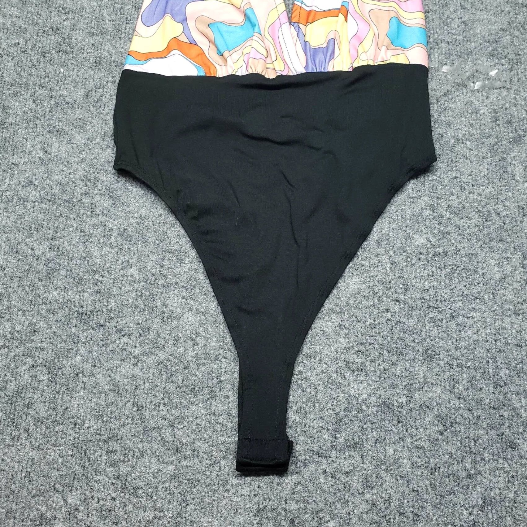 Almost Famous Almost Famous One Piece Swimsuit Womens S Multicolor Open Back Plunge Cheeky New Size ONE SIZE - 3 Thumbnail