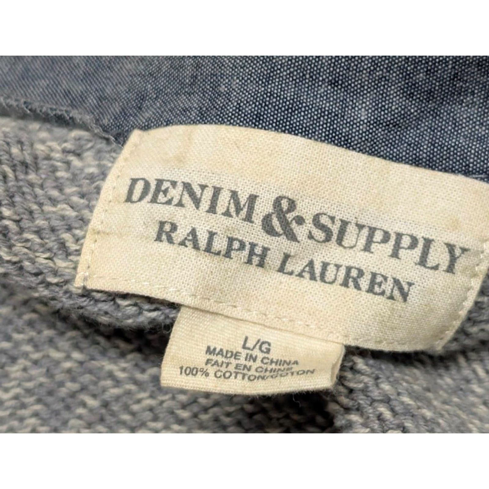 Ralph Lauren VINTAGE DENIM & SUPPLY Ralph Lauren Cardigan L Sweater Gray Cotton Knit Mens Size US L / EU 52-54 / 3 - 5 Thumbnail
