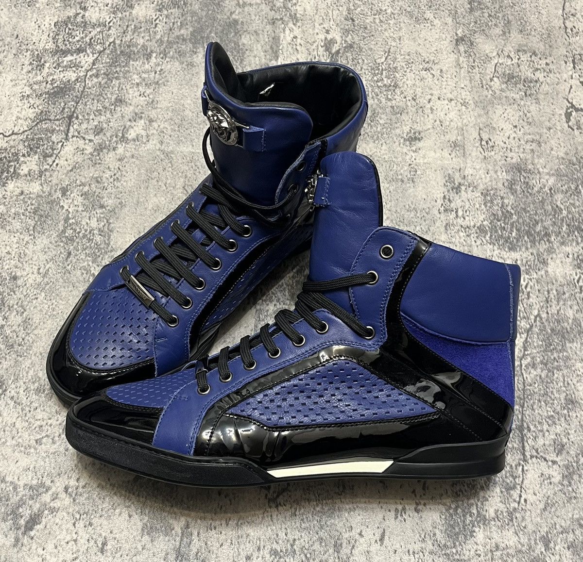 Versace Versace High Top Sneakers Blue Size US 11 / EU 44 - 1 Thumbnail