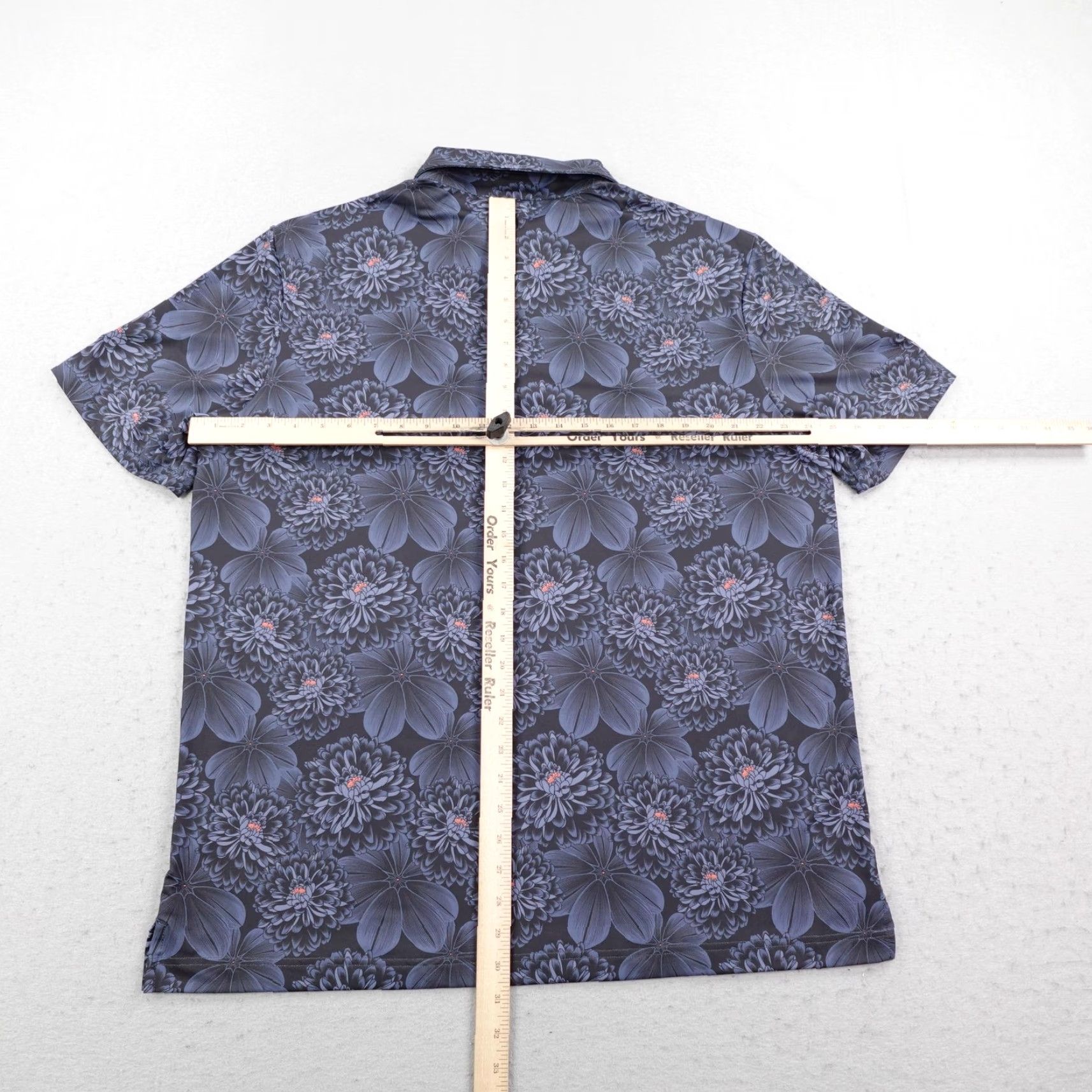 Vintage Sunday Swagger Polo Shirt XL Mens Blue Gray Floral Print Performance Golf Flex Size US XL / EU 56 / 4 - 6 Thumbnail