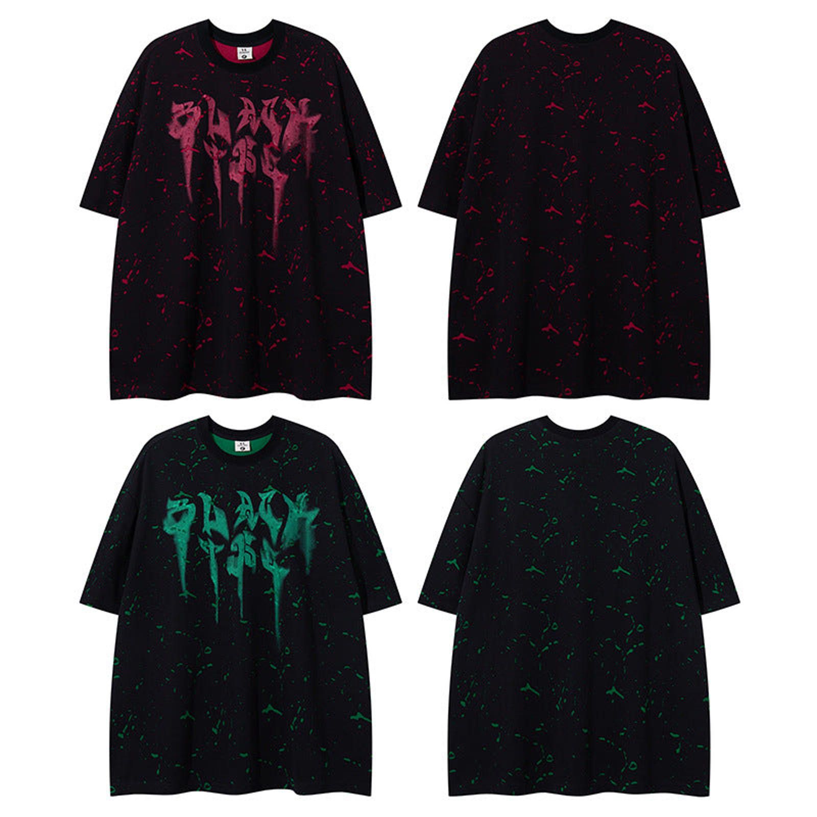 Japanese Brand Graffiti Black Oversized Graphic T-Shirt, Splatter Print Tee Size US M / EU 48-50 / 2 - 5 Thumbnail