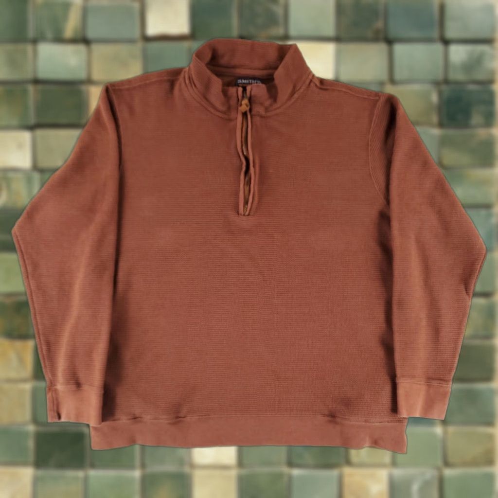 Vintage Smith's Workwear Thermal 1/4 Quarter Zip Red Brown Mens 2XL Size US XXL / EU 58 / 5 - 1 Thumbnail