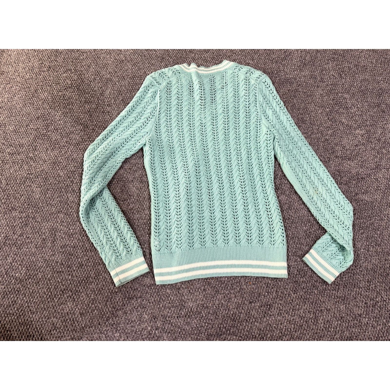 Brooks Brothers Brooks Brothers Sweater Womens M Blue Cable-Knit V-Neck Preppy Pullover Knit Cotton Regular Sleeve Long Size M / US 6-8 / IT 42-44 - 7 Thumbnail